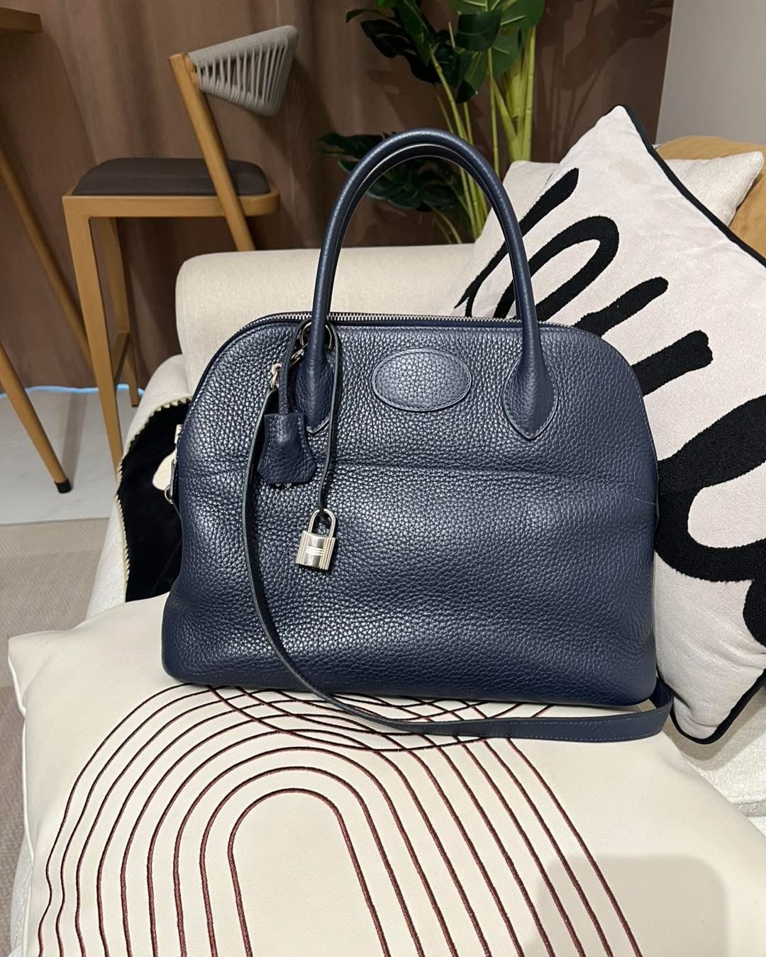 Hermes bolide 31,STAMP X,7L馬耳他藍色銀扣，100%Authentic,95%new✅key lock✅dust bag