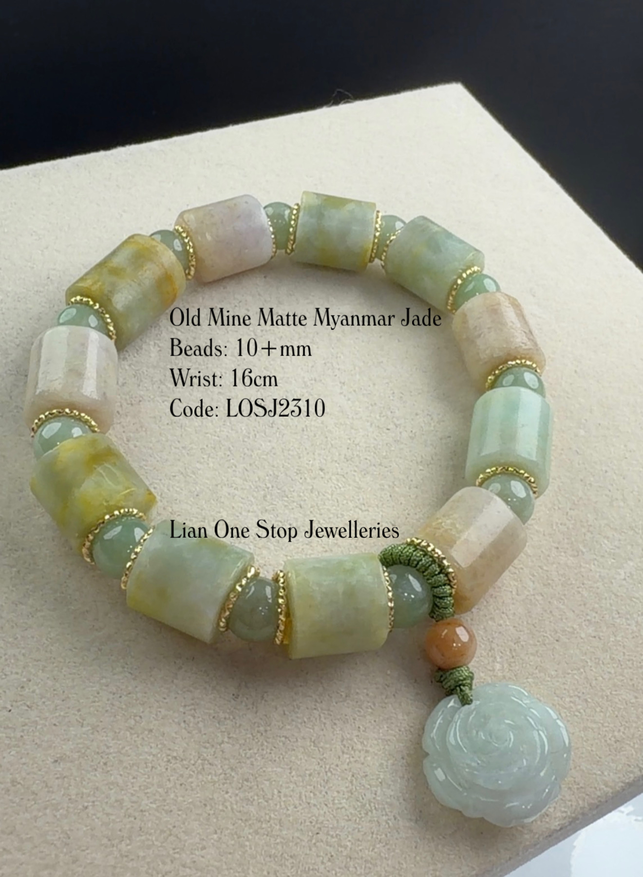Code: LOSJ2310 Old Mine Matte Myanmar Jade 