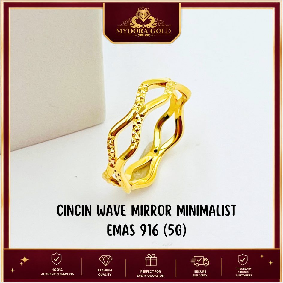 MYDORA Cincin Wave Mirror Minimalist (5G) l EMAS 916/22K