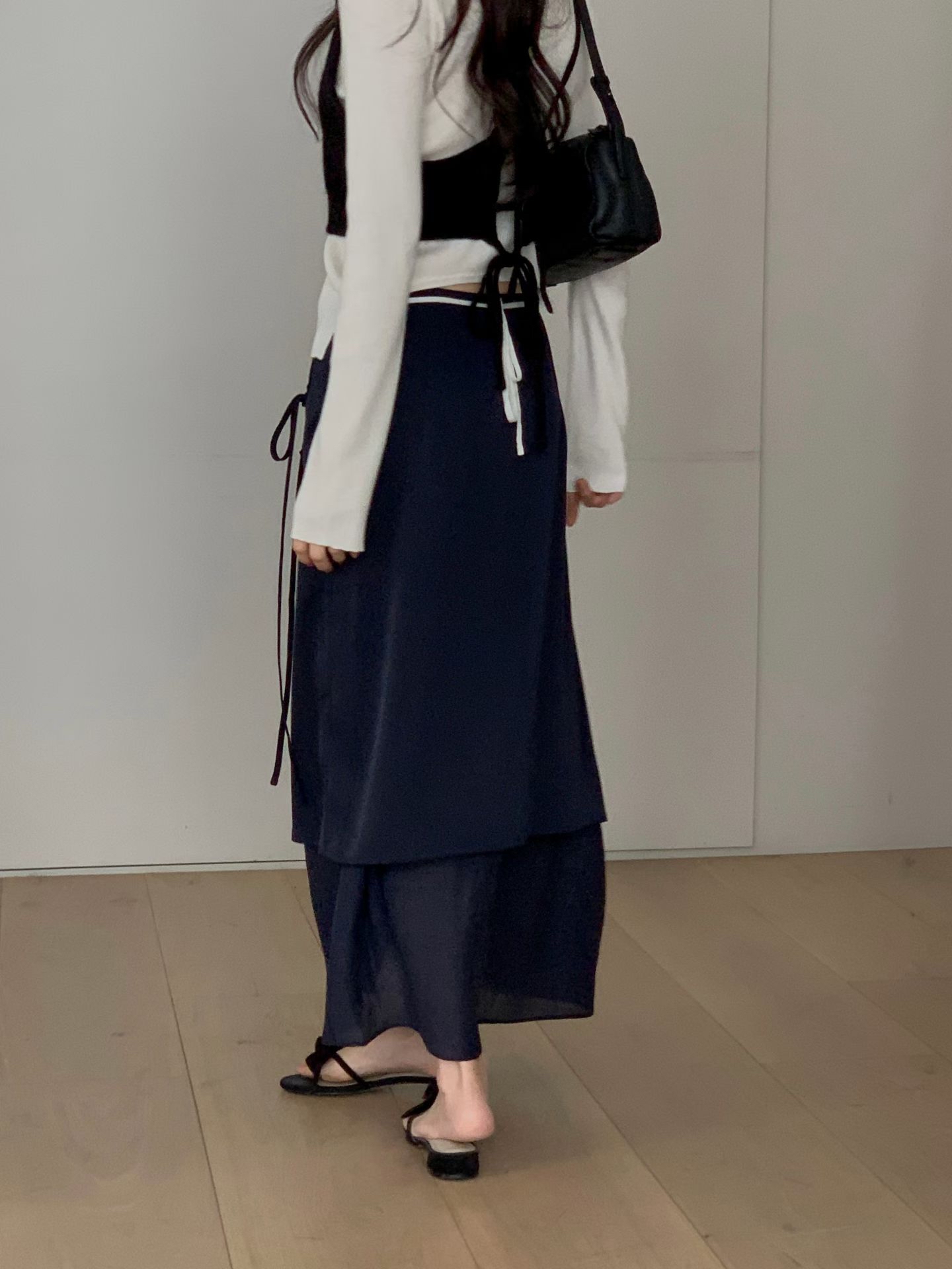 Double layers wrapped long skirt