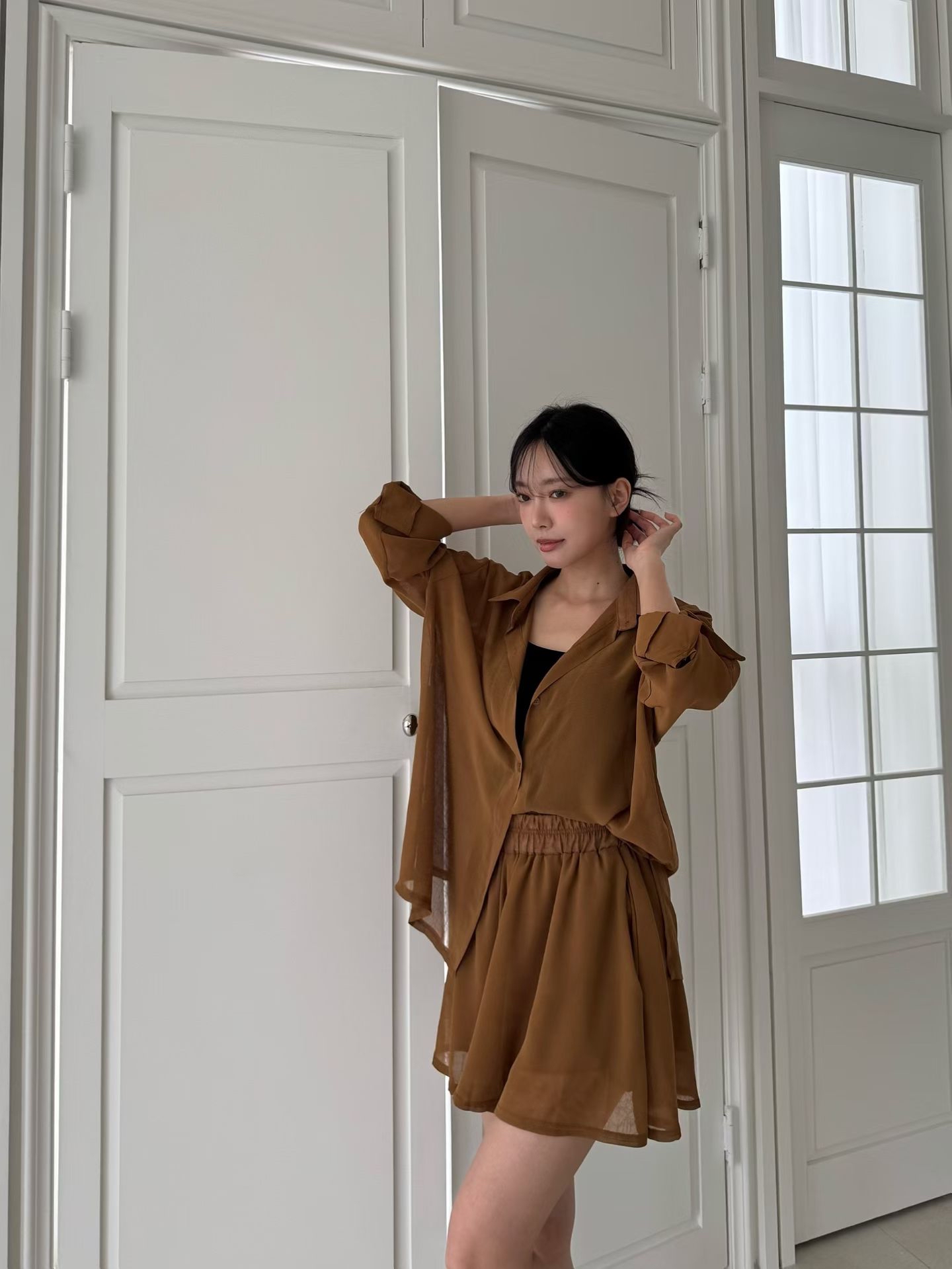 M15 薄紗橡筋腰裙褲