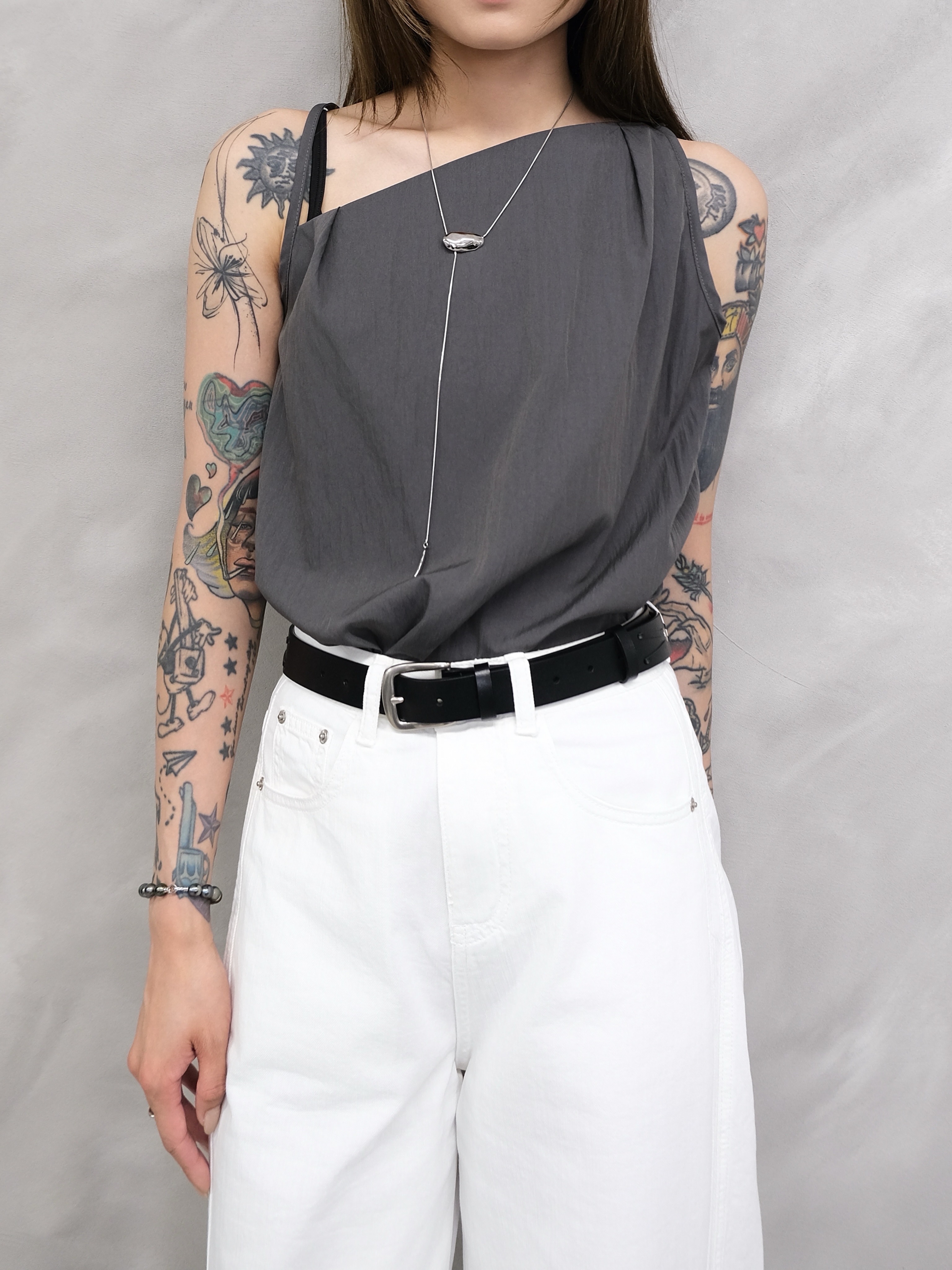 Asymmetrical collar top #top146