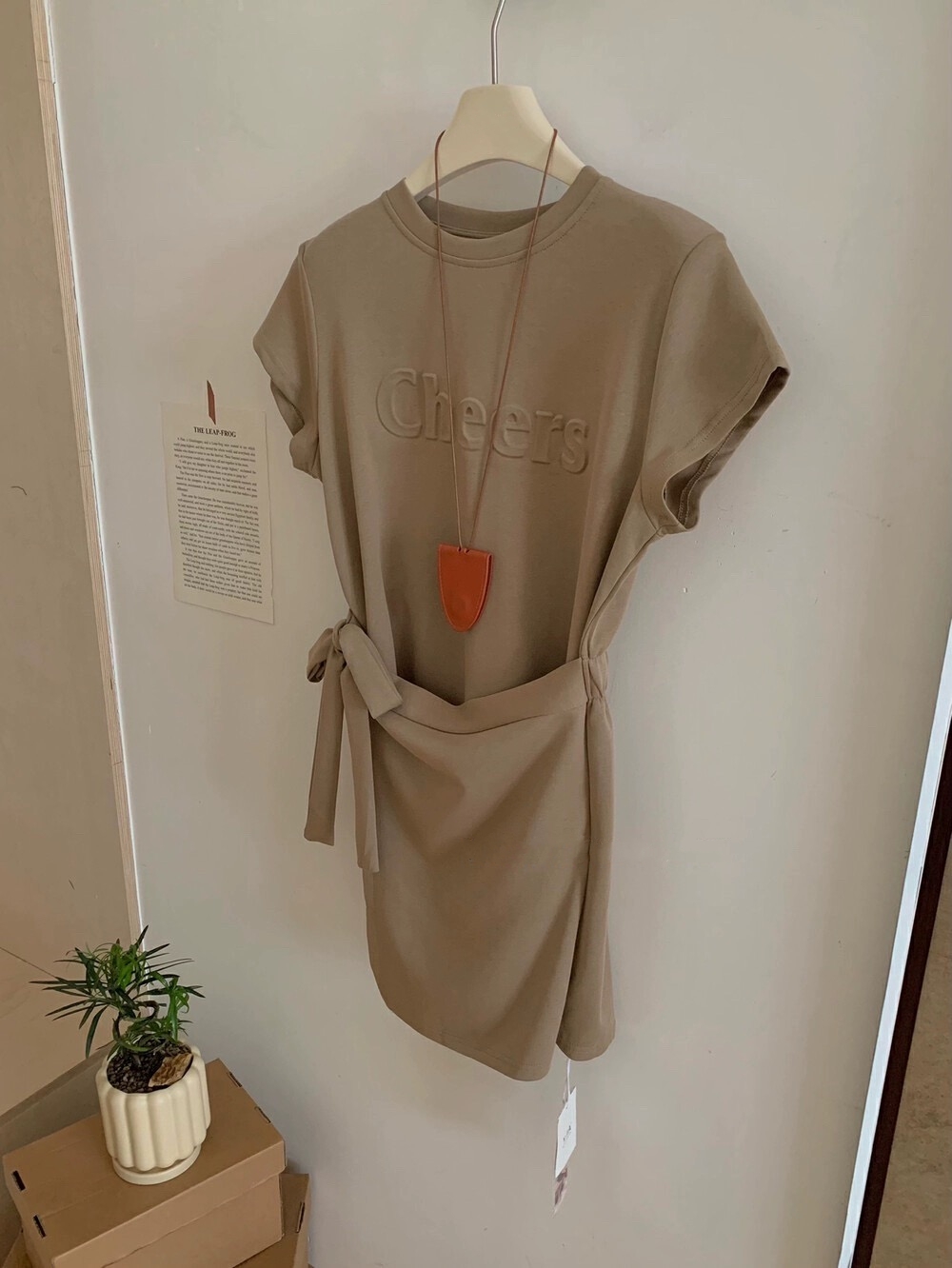 Cheers Letter Casual A-line Dress 美式复古休闲立体字母系带连衣裙(4 colours)