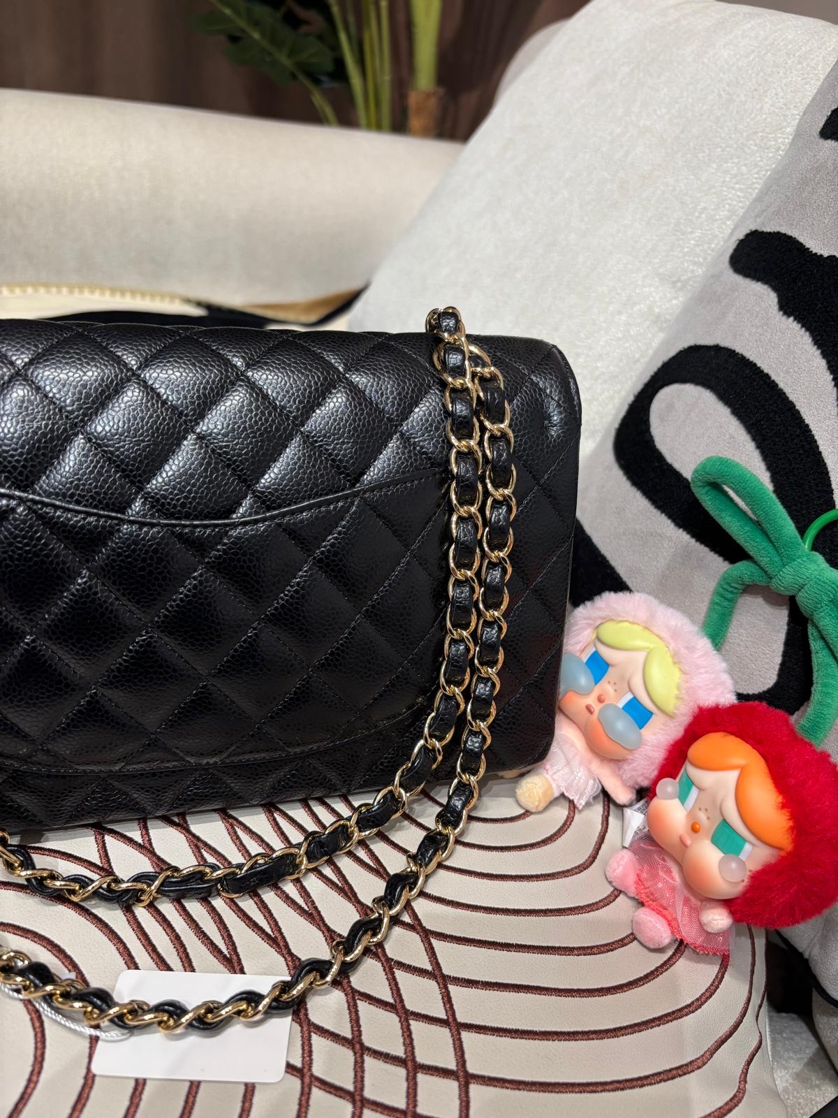 Chanel Classic A01112 黑色荔枝牛皮金鏈 100%Authentic, 98%New ✅收據✅Card✅Dust bag✅Box