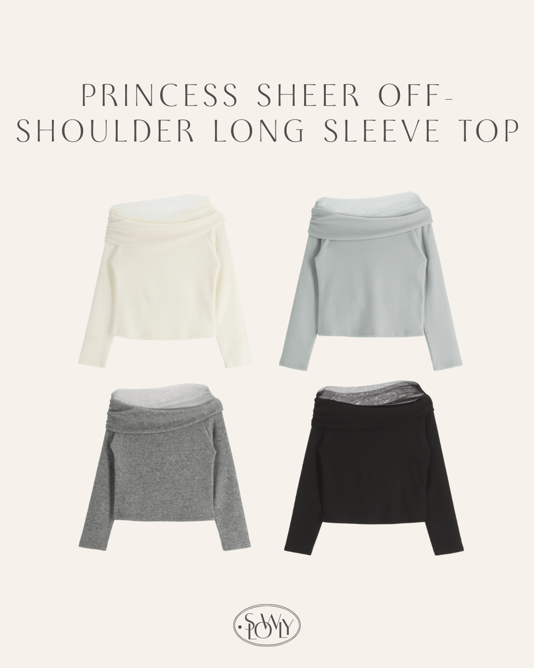 [仙氣100分!]公主透紗柔軟一字肩上衣(四色入)