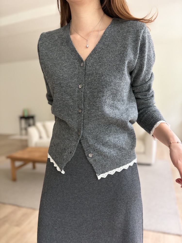 The Lacie Wool Cardigan (Charcoal)