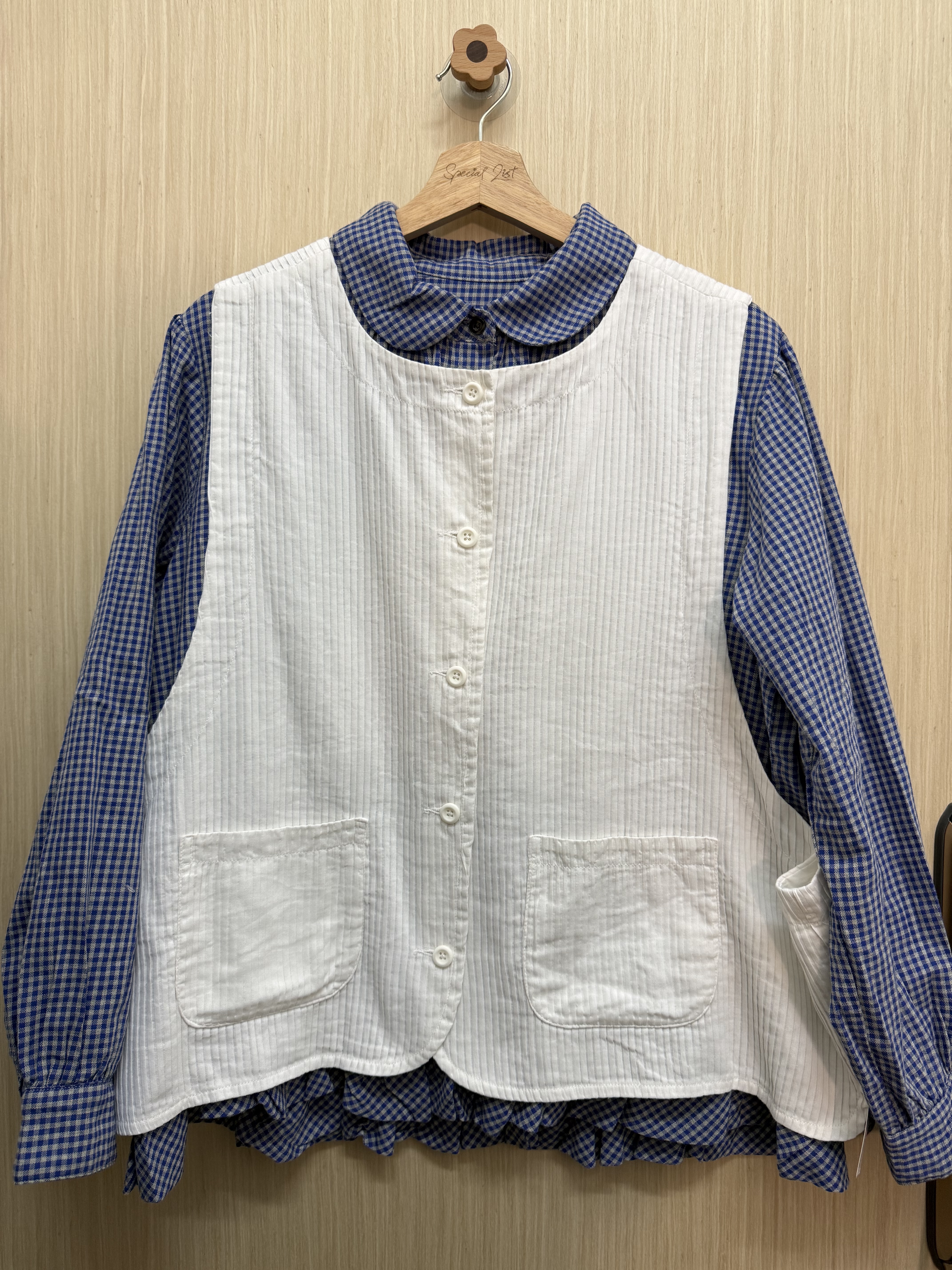 褶褶下擺𝐫𝐮𝐟𝐟𝐥𝐞格仔恤