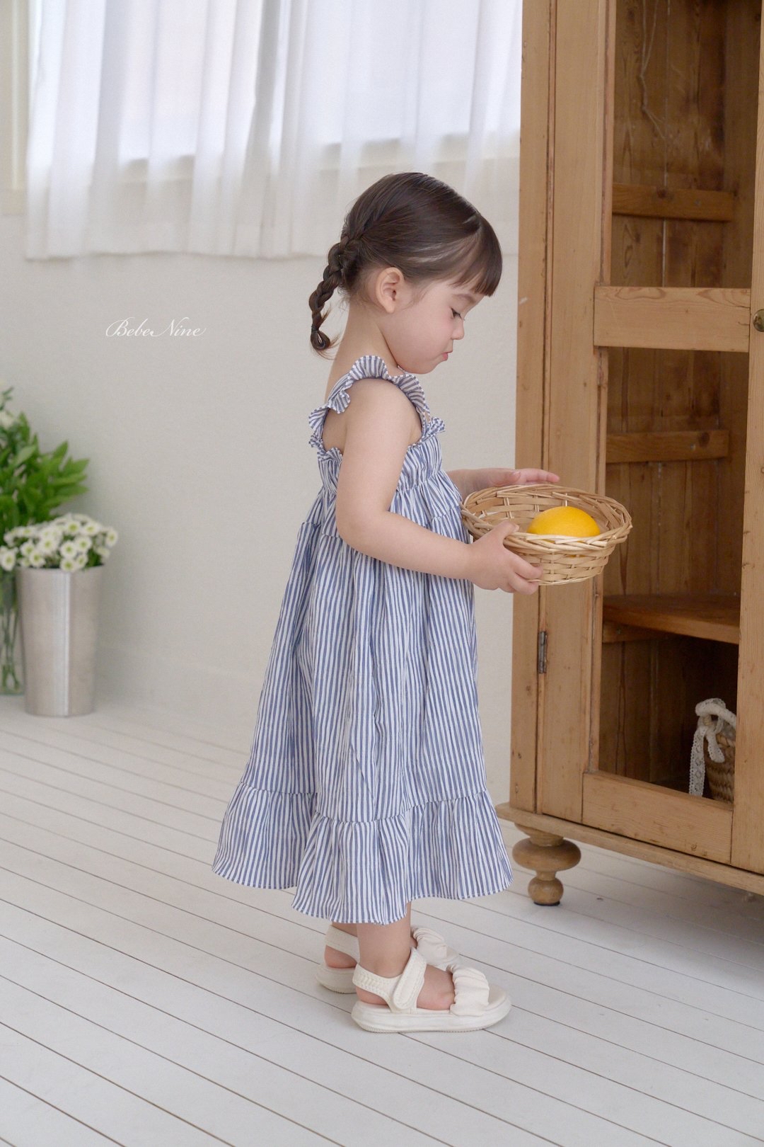 ☀️預訂 韓國直送☀️🇰🇷Bebenine兩色條紋荷葉邊吊帶連身裙