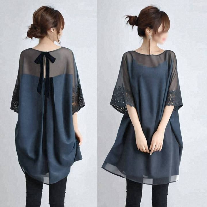 $98件。2件起$88件。✨氣質雪紡透紗連身裙｜優雅顯瘦款