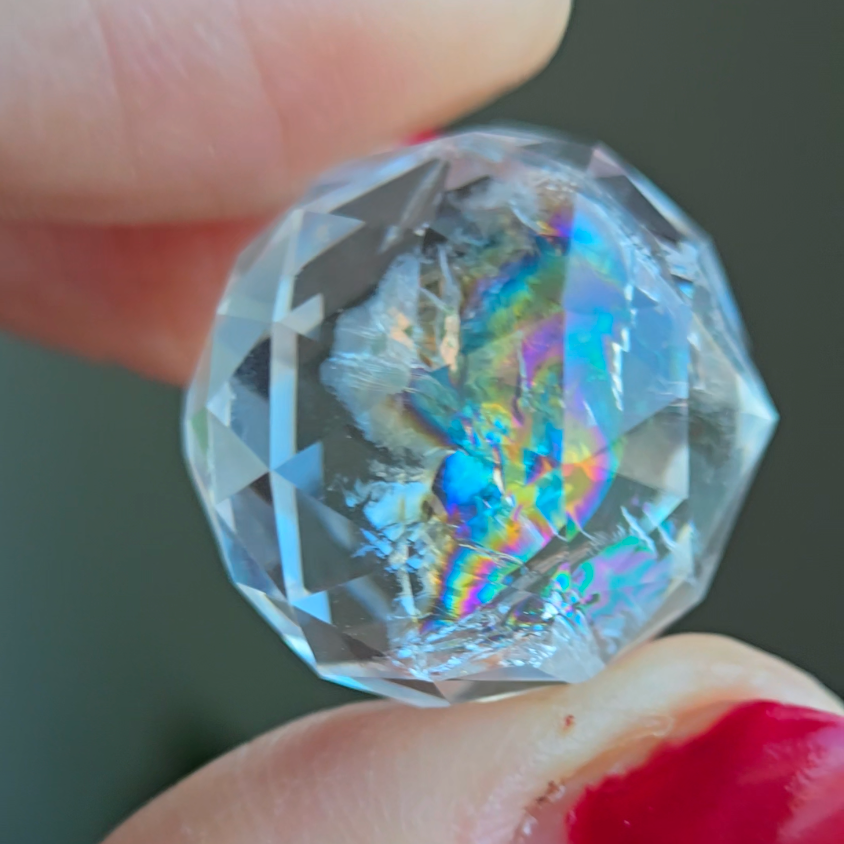 Rainbow faceted clear quartz sphere - CQ233