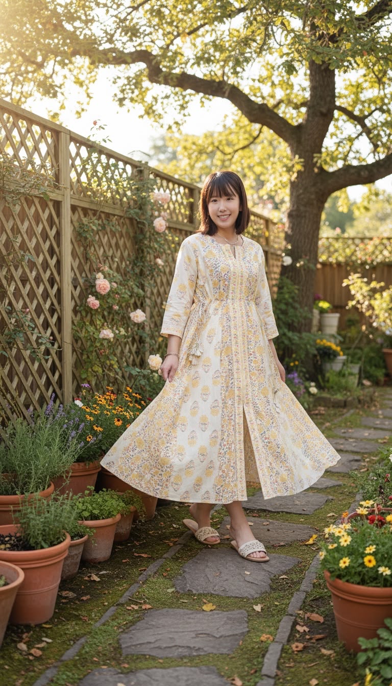 2459 Light Yellow Patchwork with adjustable Rope 46"