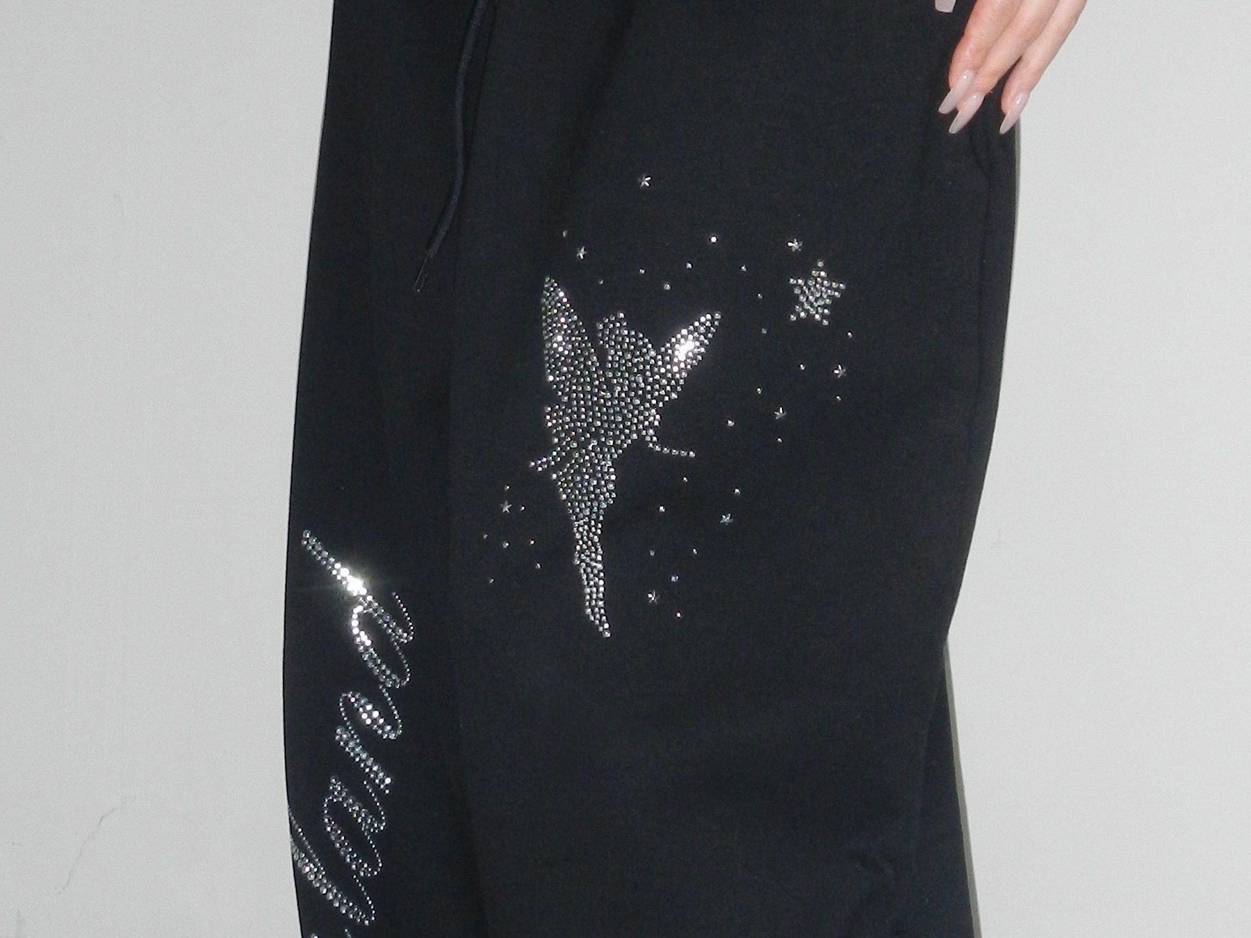 Rhinestone Graphic Wide-Leg Pants