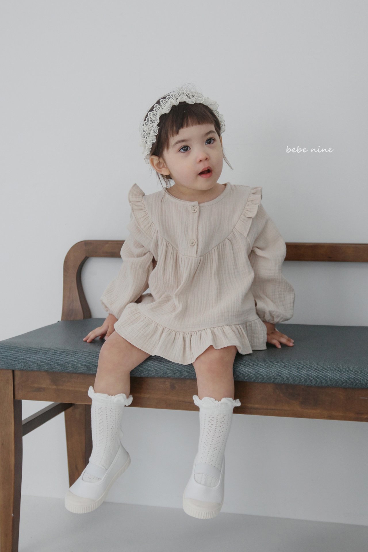 🌸預訂 韓國直送🌸🇰🇷Bebenine兩色荷葉花邊棉紗長袖上衣燈籠褲套裝