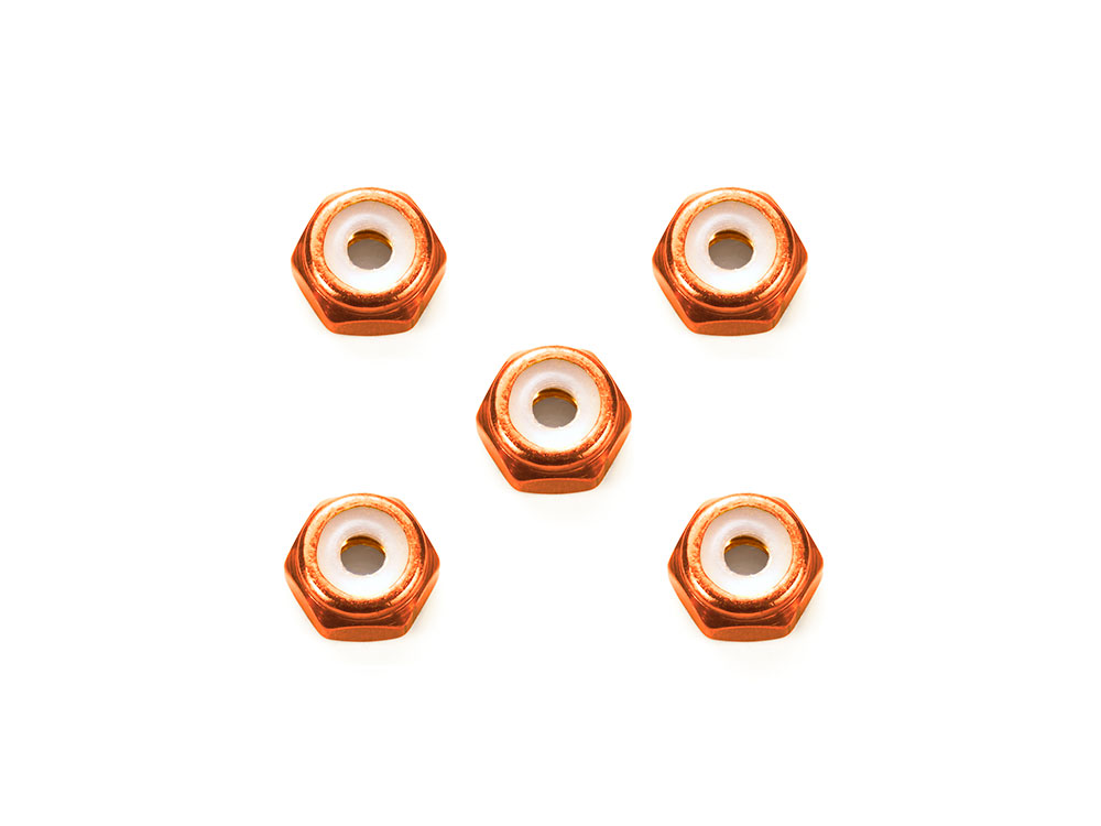 2mm Aluminum Lock Nut (Orange, 5 Pcs.)