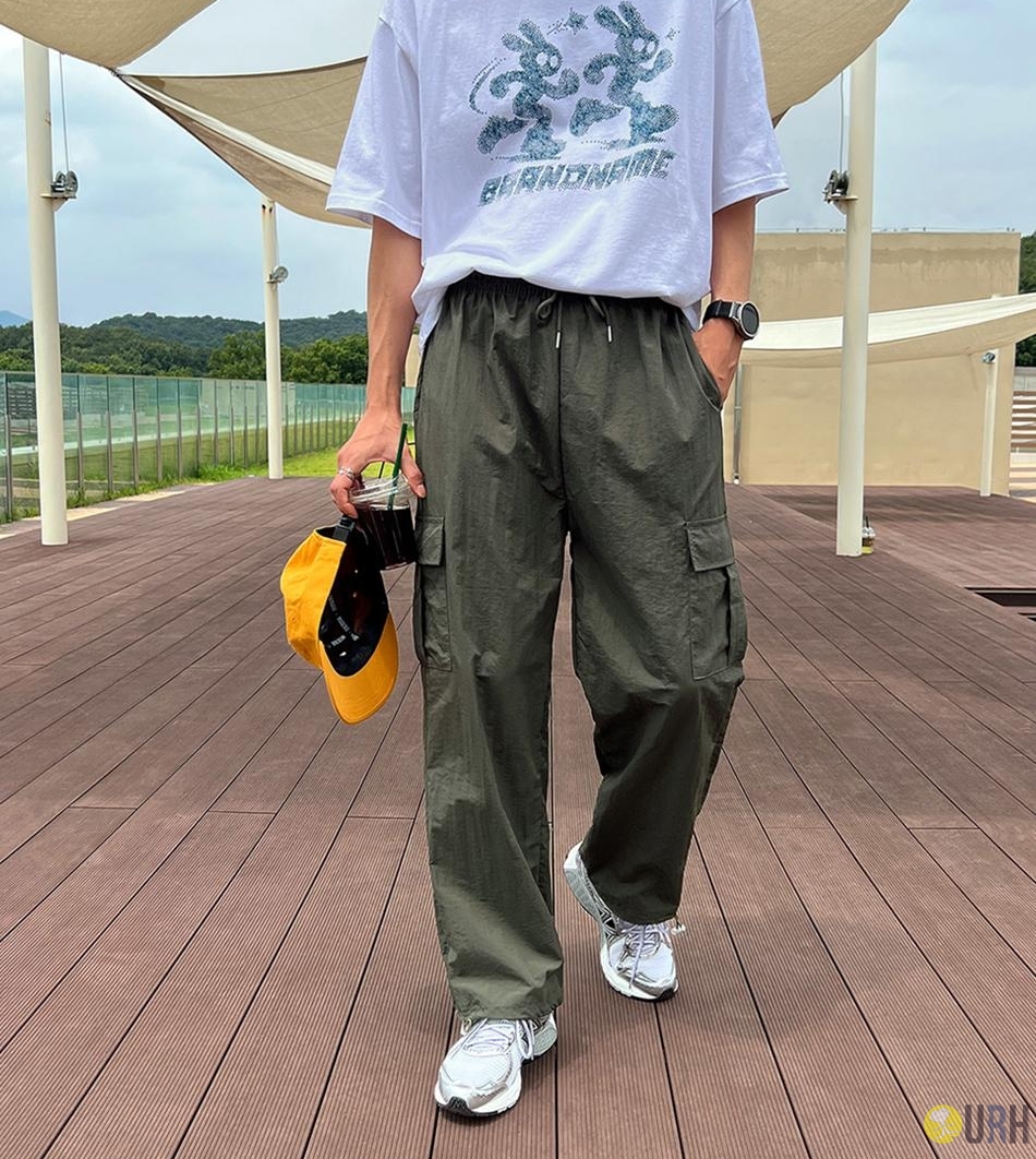 【100%保證韓國直送】Crispy Nylon Cargo Pants 輕盈涼感全橡筋寬鬆工裝長褲 👖 [5 color] RG165934