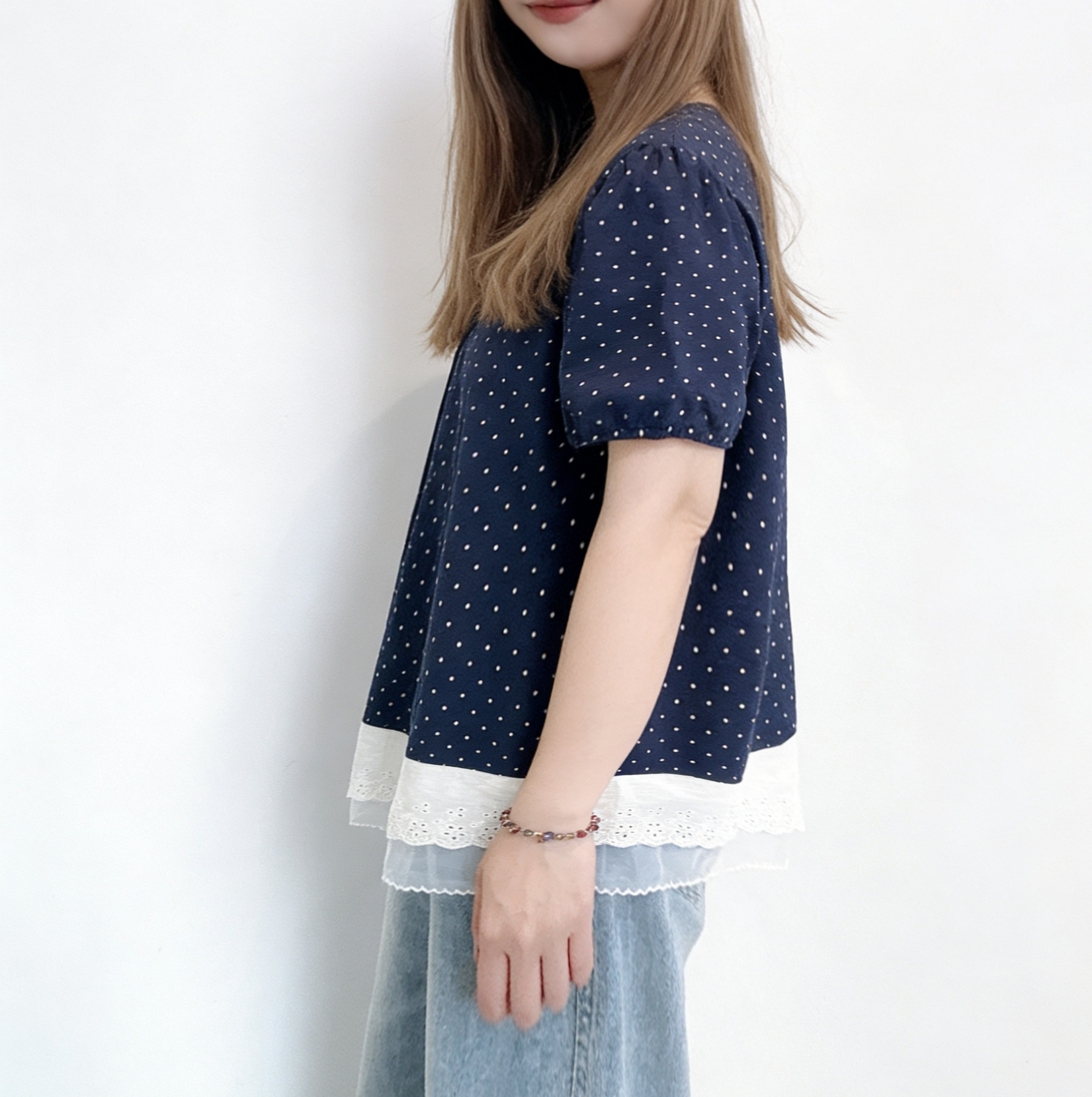 🌼初春優惠🍀 波點拼接網紗Top