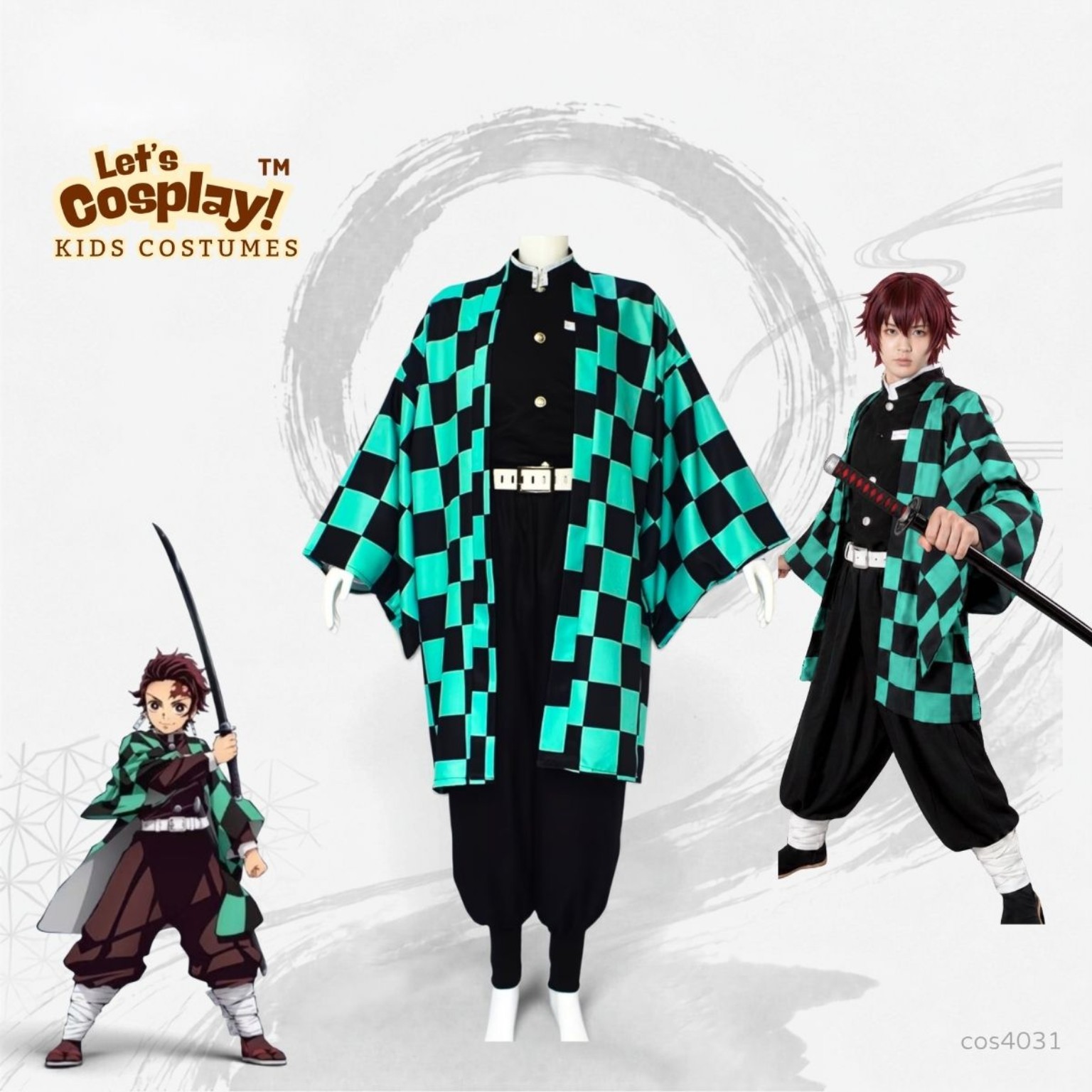 鬼滅之刃炭治郎主題男裝Cosplay Costume 5件套 成人角色扮演服裝