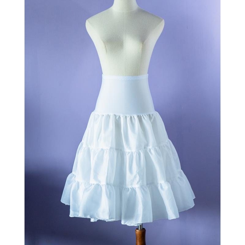 Vintage 1950s Style Satin Double Layer Petticoat - Black Or White (FM189)