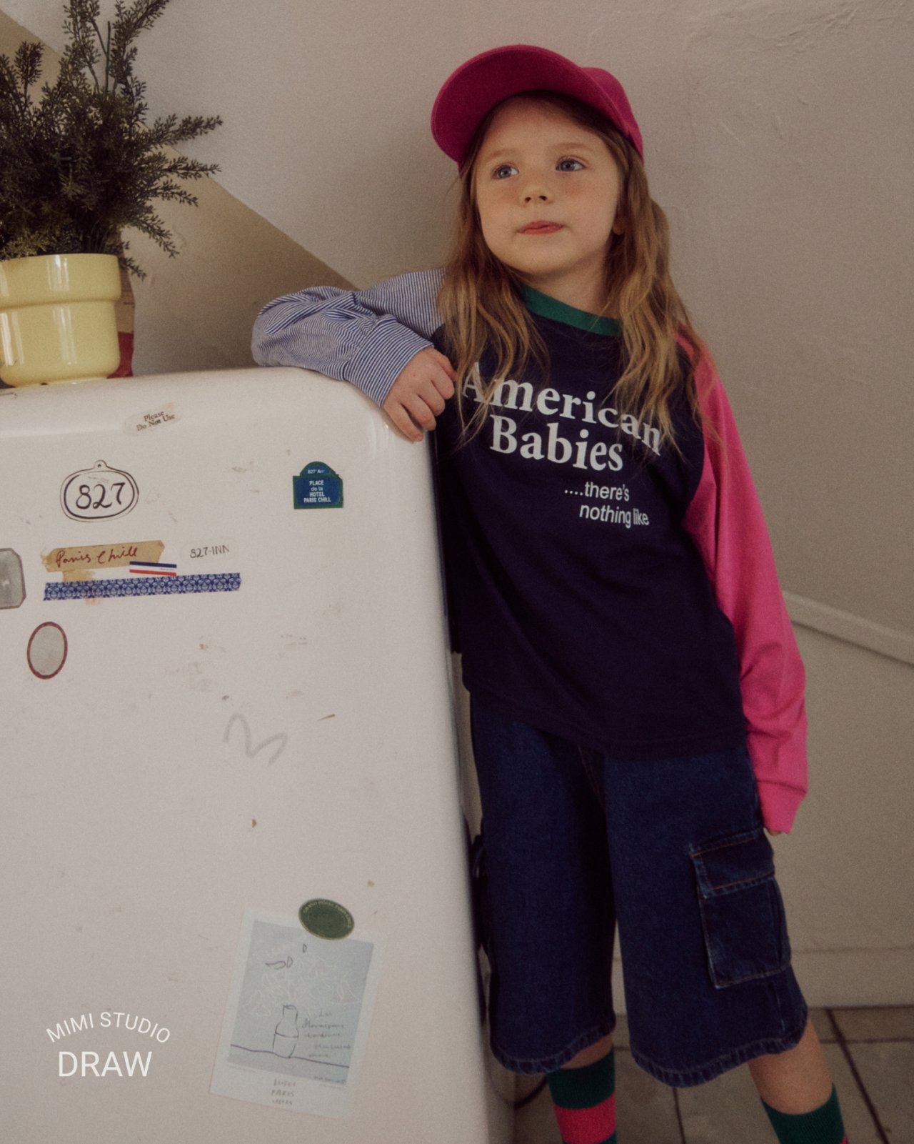 Bymimi | 薄款Patchwork Tee(Navy L105-115)