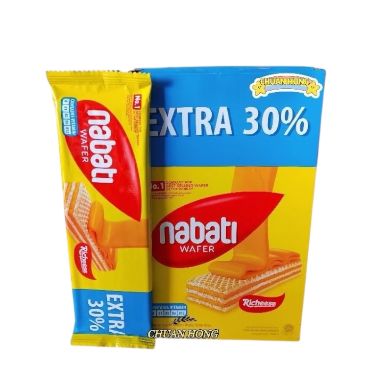 (WAFER / BOX) 20pcs x 21g Nabati Cream Wafer Extra 30% [Richeese Cheese / Richoco Chocolate]