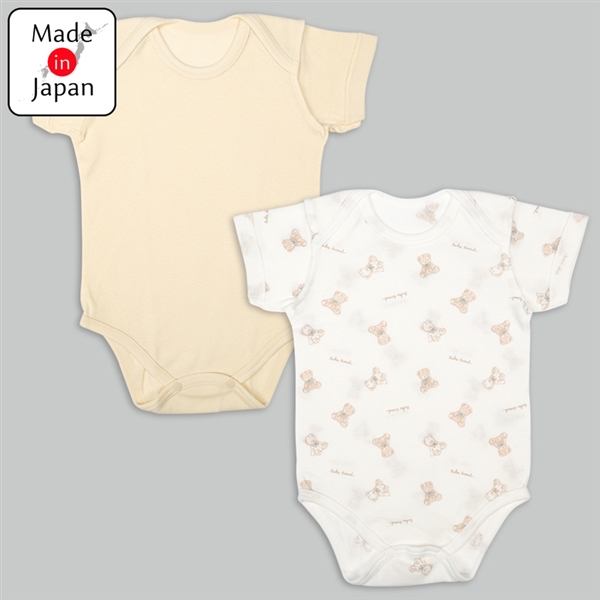 🇯🇵預訂 日本直送🇯🇵日本製小熊印花純棉短袖包屁衣兩件套