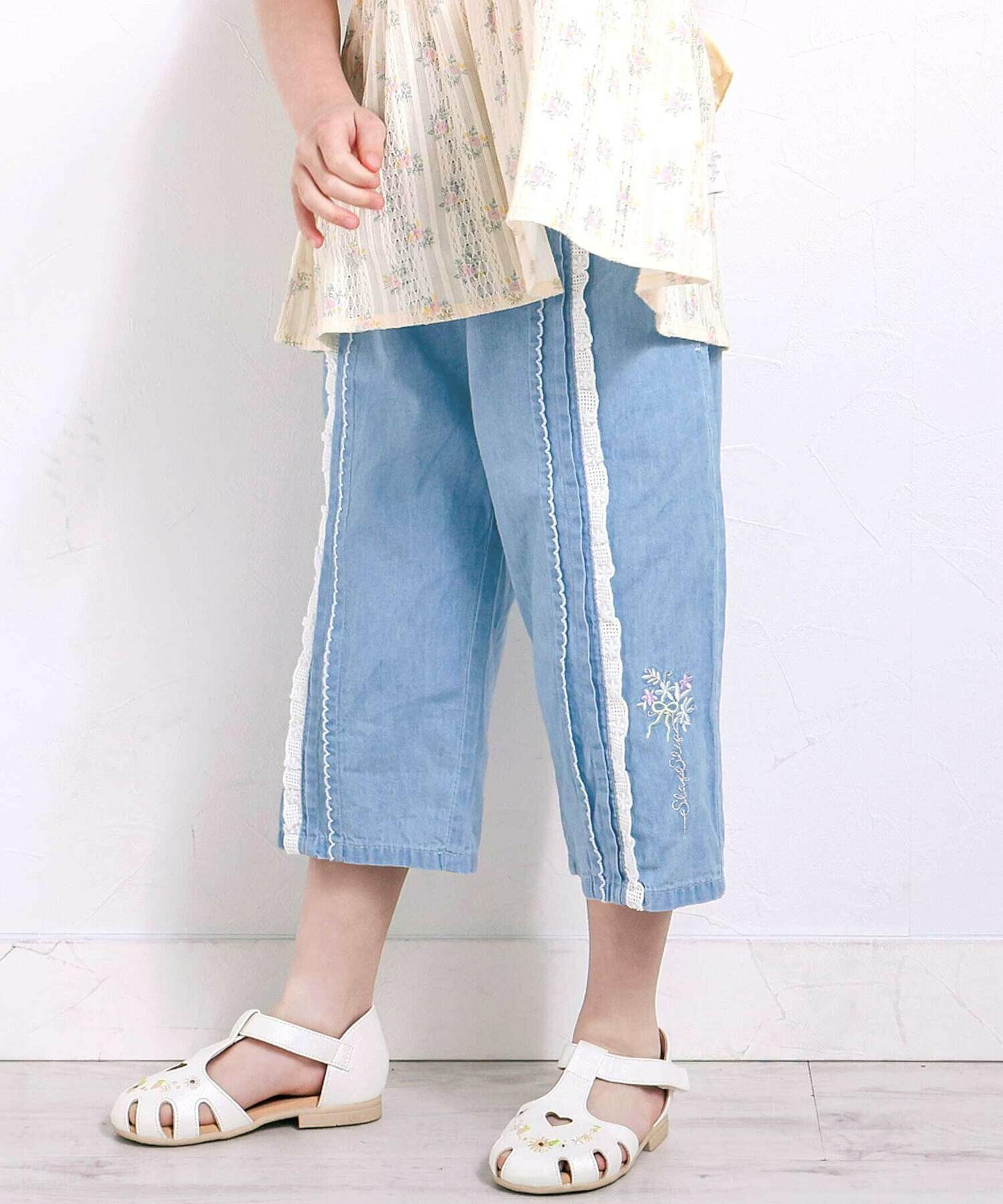 🆕【⭐訂購⭐】🌀 🇯🇵 日本直送 蝴蝶結 蕾絲側線 刺繡花朵 寬鬆七分褲［2款選］🌀[ELDA-0152][260516]
