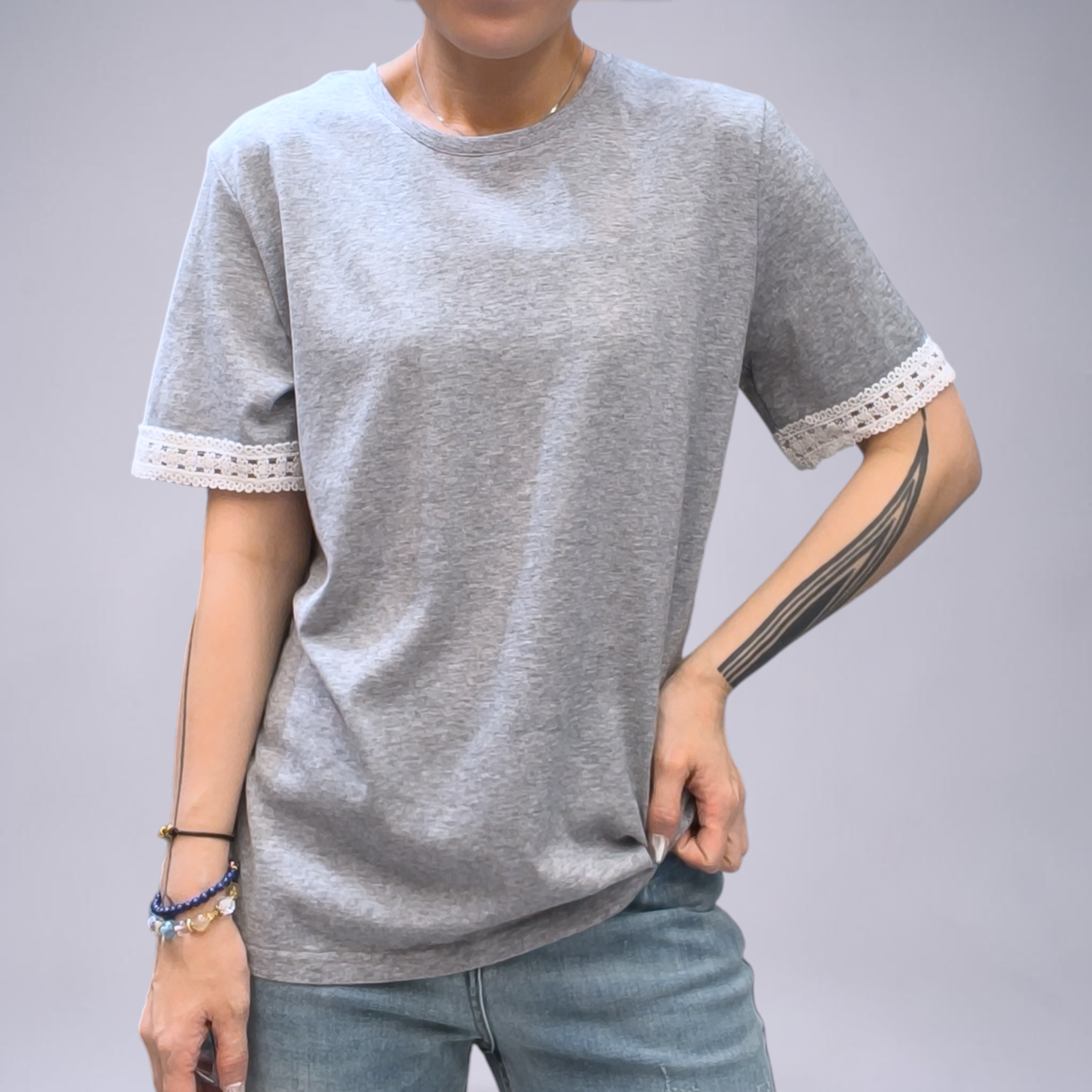 背V蕾絲T
