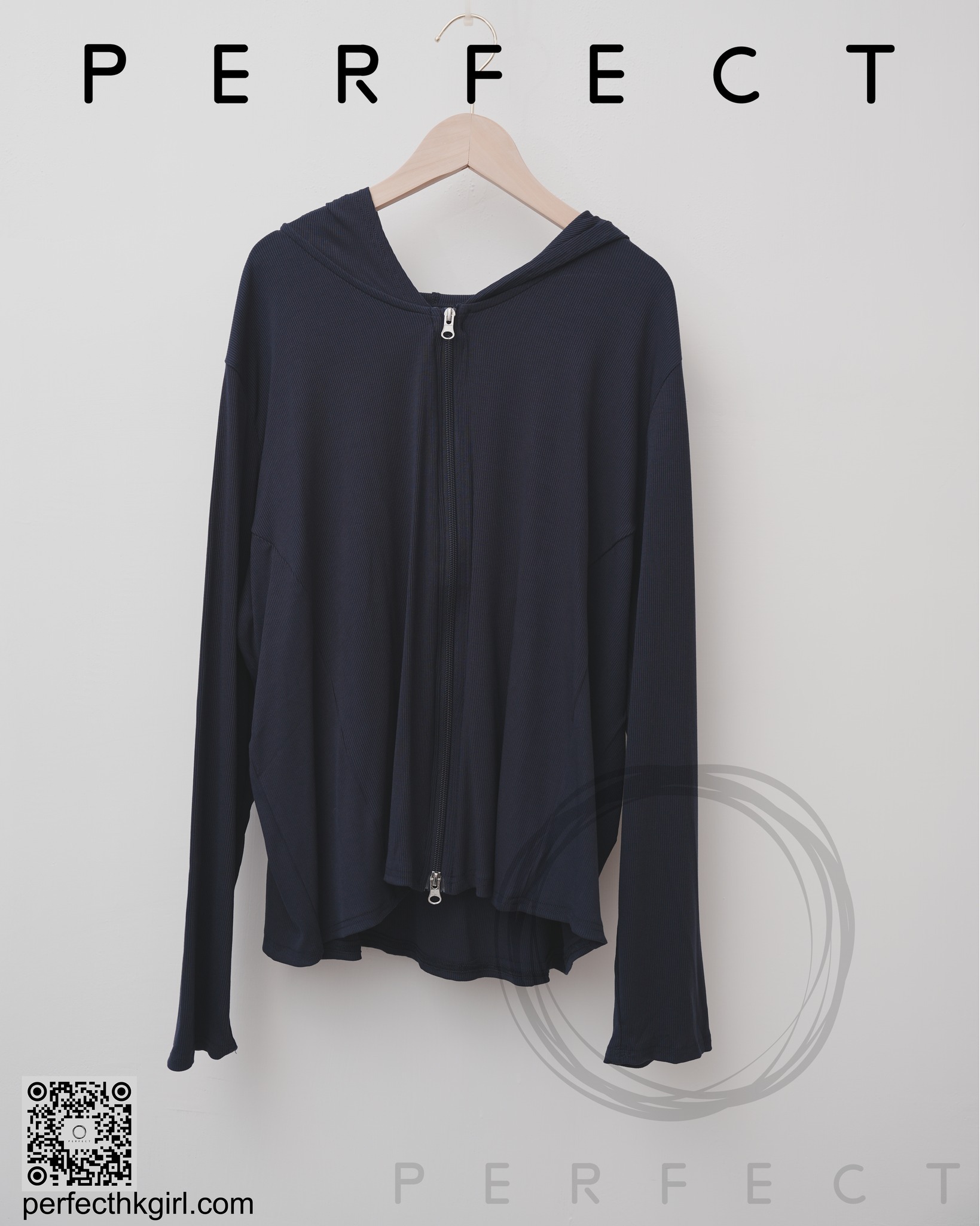 T0022_初秋涼感防曬拉鍊薄外套 (文青藏藍色）