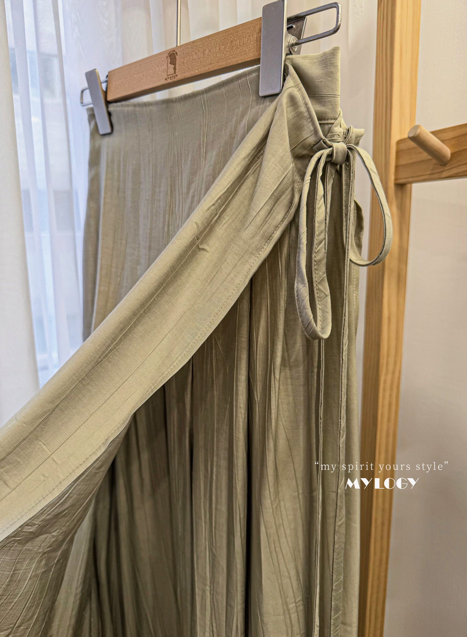 韓式隨性休閒～樹紋層疊裹裙褲 NC0002 - 卡其色 Khaki