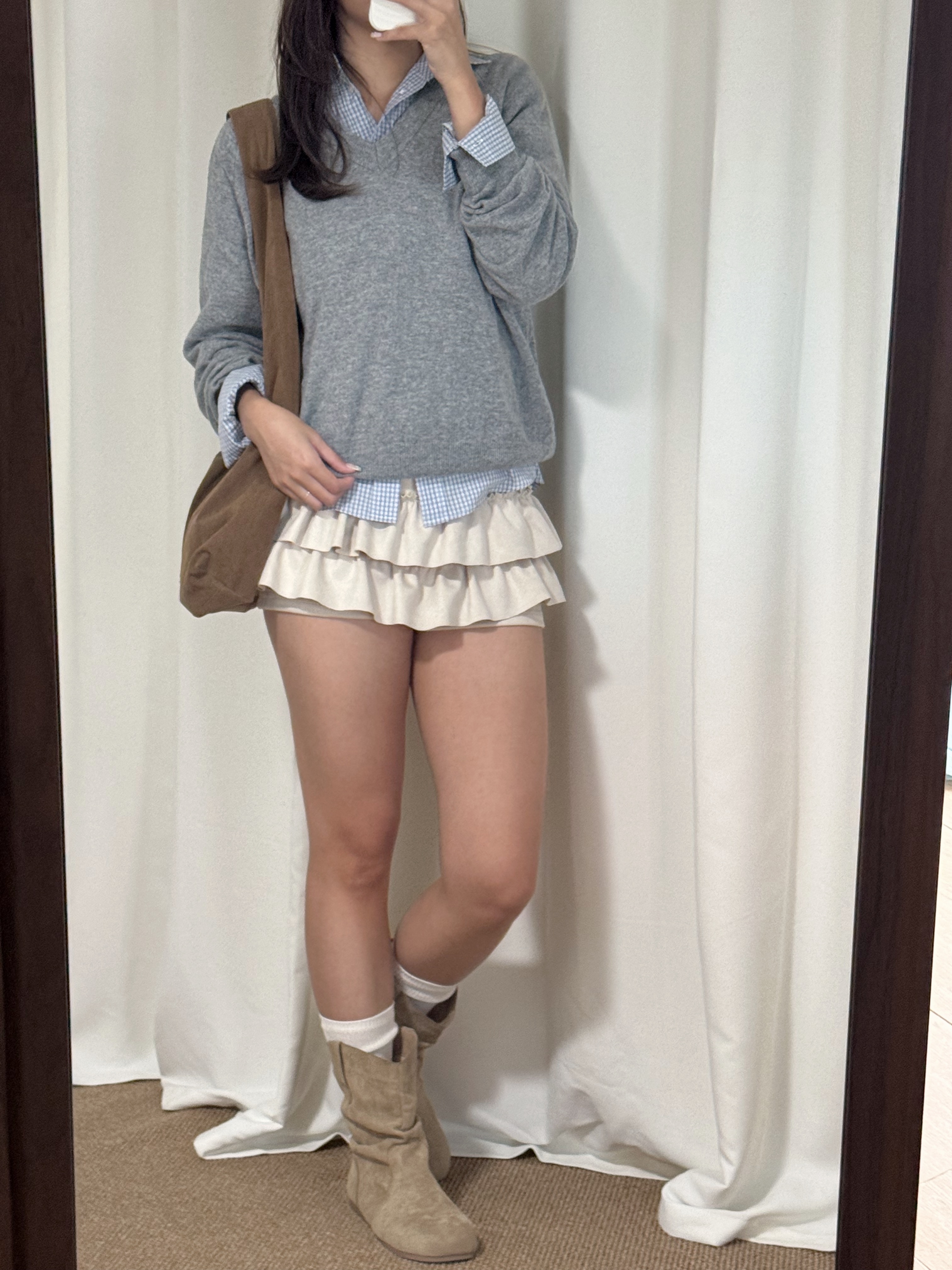 絨面荷葉邊蛋糕短裙褲(三色入)