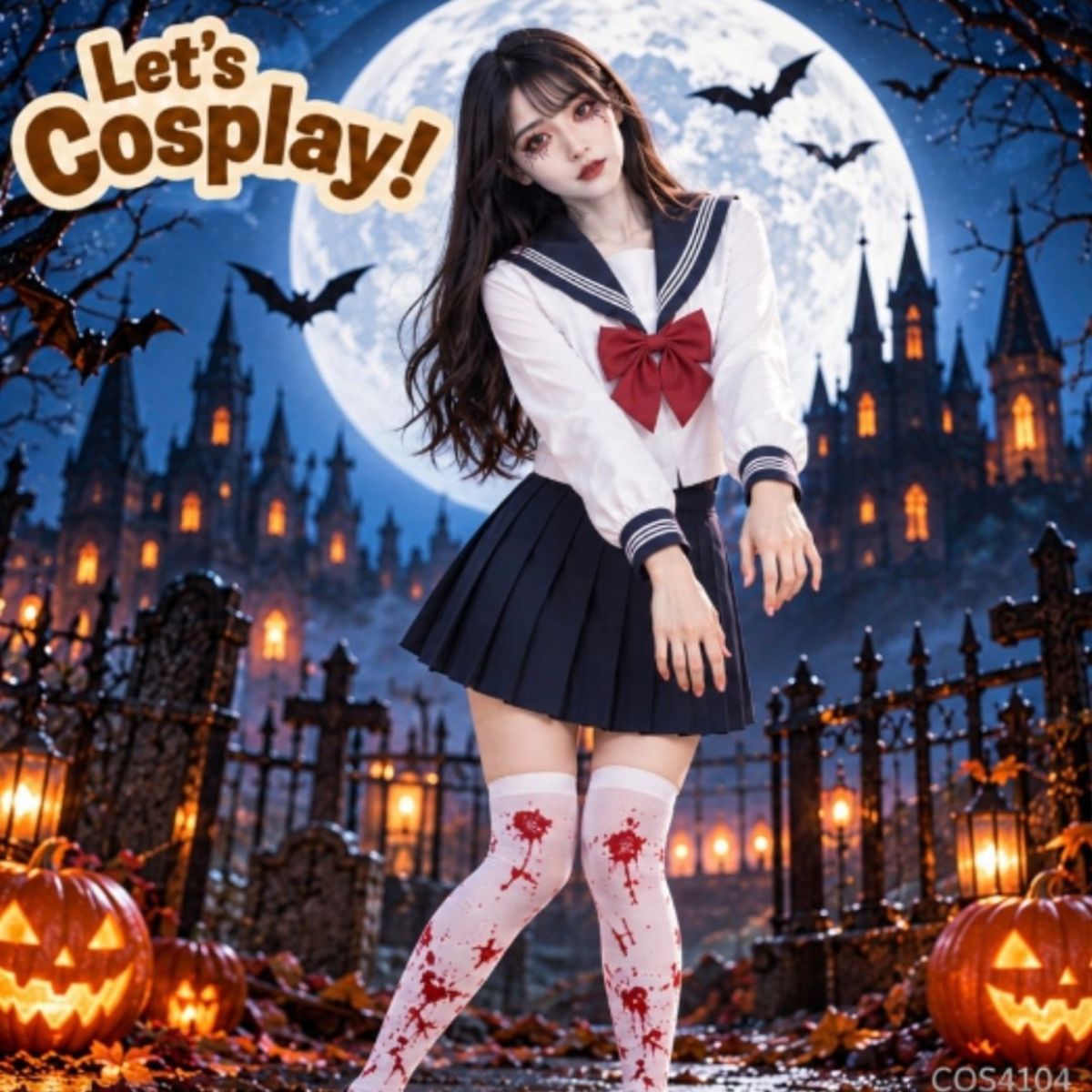 女學生喪屍水手服萬聖節血腥高校校服｜成人女士殭屍學生妹 Cosplay Costume｜Lets Cosplay