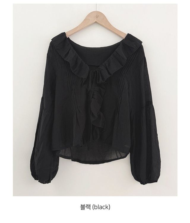 【優雅款式】白色荷葉邊抽繩上衣