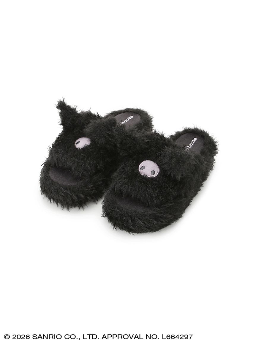 🎀【預訂】Sanrio 毛毛厚底拖鞋 - Kuromi