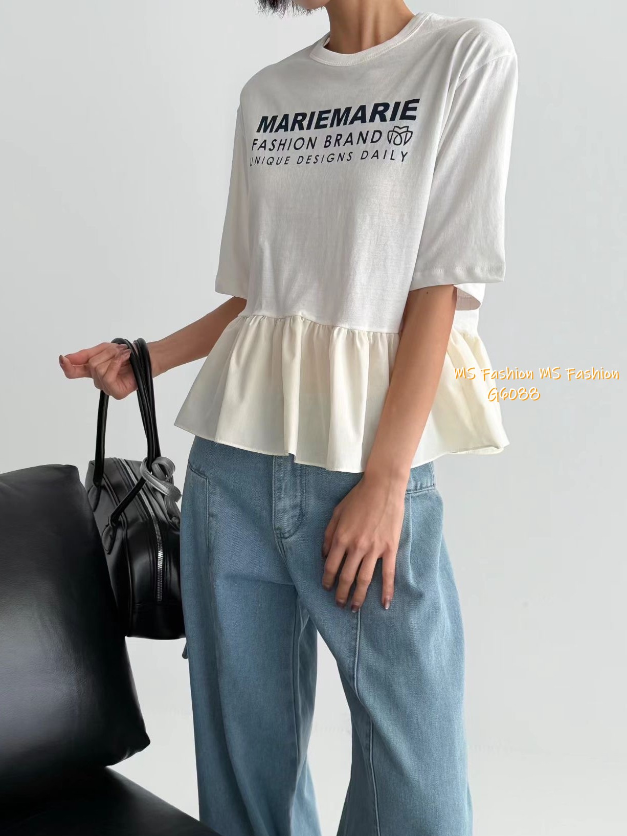 G6088 韓國🇰🇷型格字母拼布top