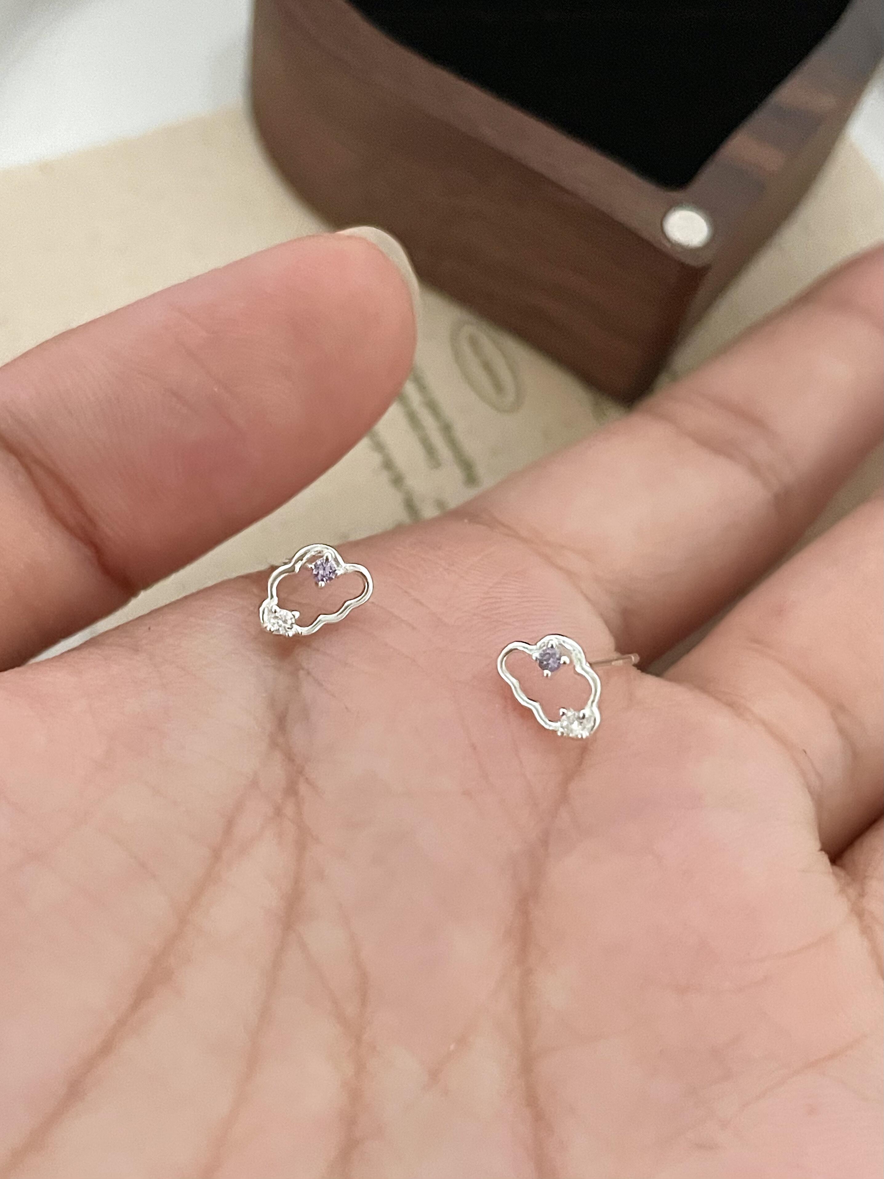 紫钻云朵耳钉