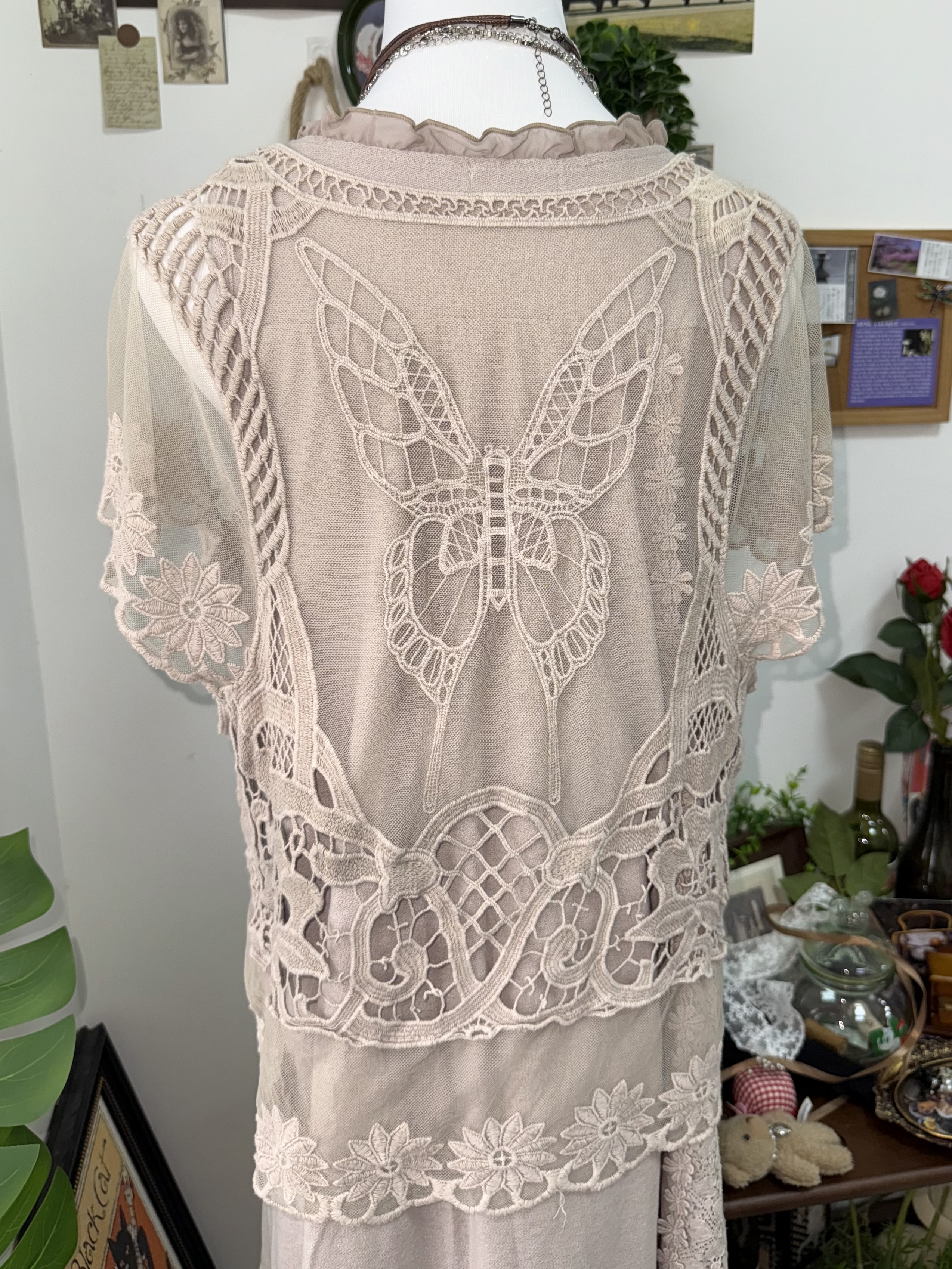 Mori Dusty Rose Sheer Lace 3-Piece Set