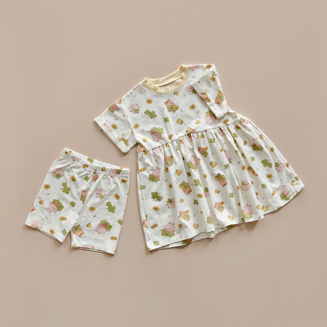 26S/S DTD夏日花草派對系列-莫代爾彈連衣裙&打底褲套裝