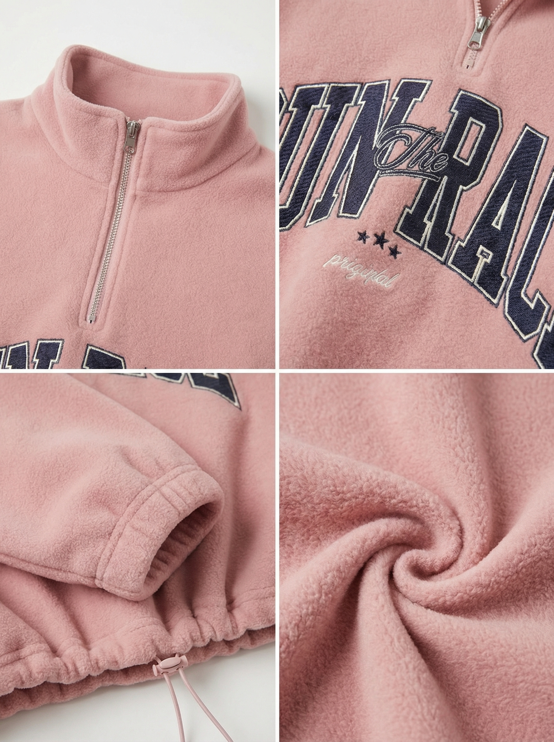 絨毛短版半拉鍊衛衣 – RUN THE RACE 印字