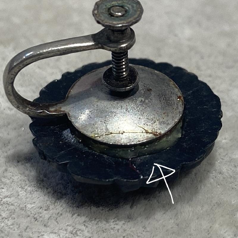 Vintage Crafted Black Rose Screw Back Earrings (EA1302)