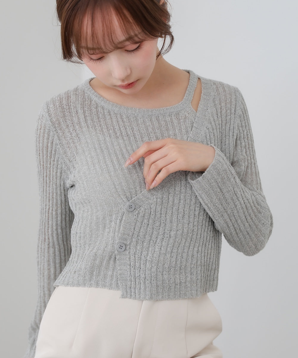 <JP>一件穿出層次感～ Layered Button Knit Top* 3色入 <預購>
