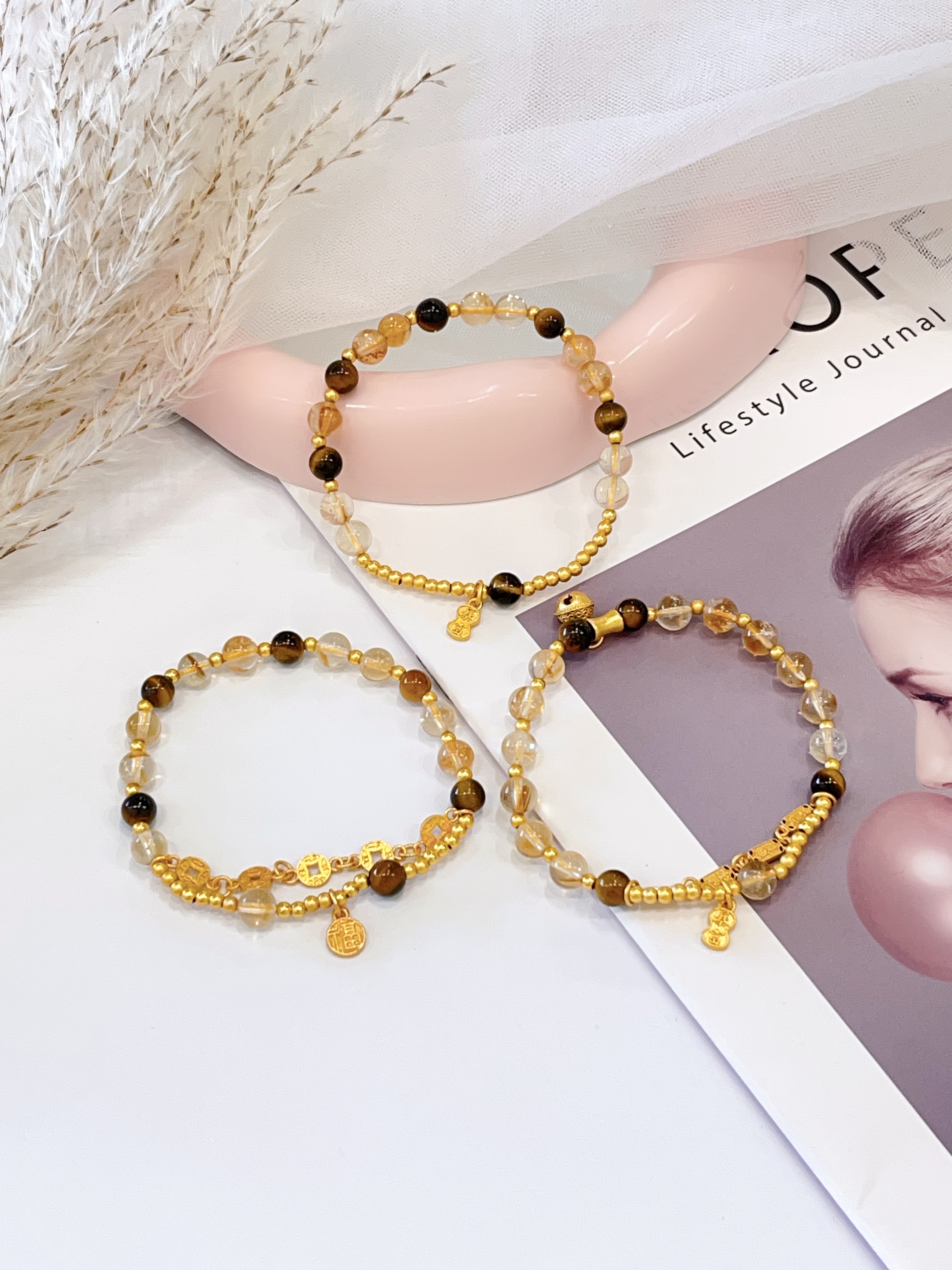 💛 黄塔晶 × 黄虎眼手串 Citrine & Tiger Eye | 6mm