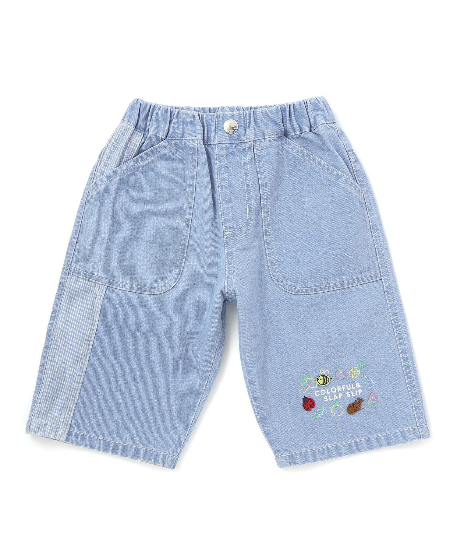 🆕【⭐訂購⭐】🌀 🇯🇵 日本直送🇯🇵 水果昆蟲圖案 拼接條紋 牛仔褲［2款選］🌀[ELDA-0051]