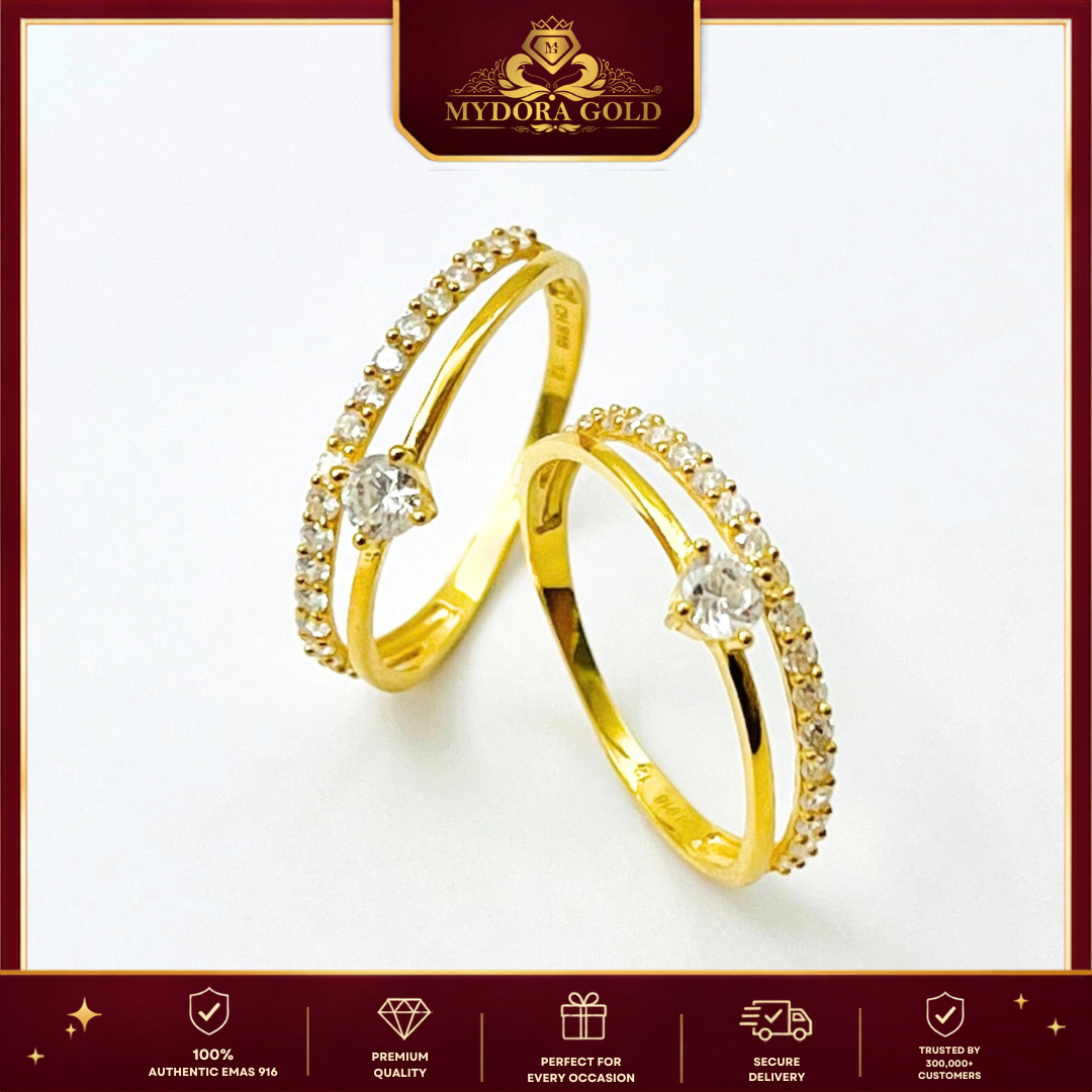 MYDORA Cincin Batu CZ Solitaire Minimalist l EMAS 916/22K
