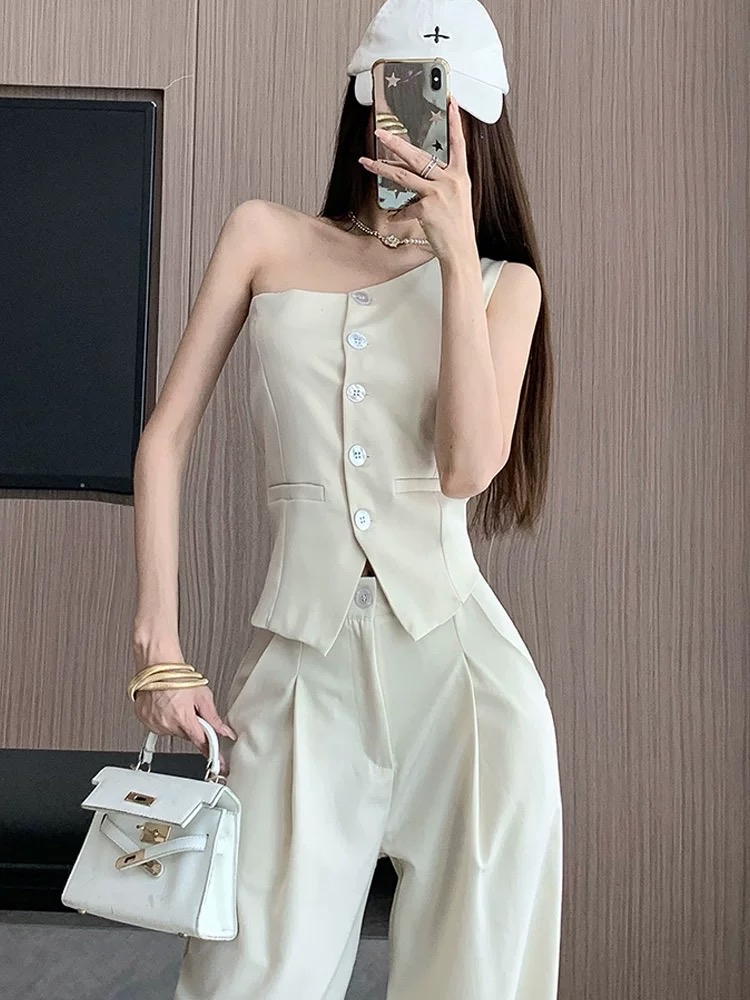 S10010 斜肩西装套装