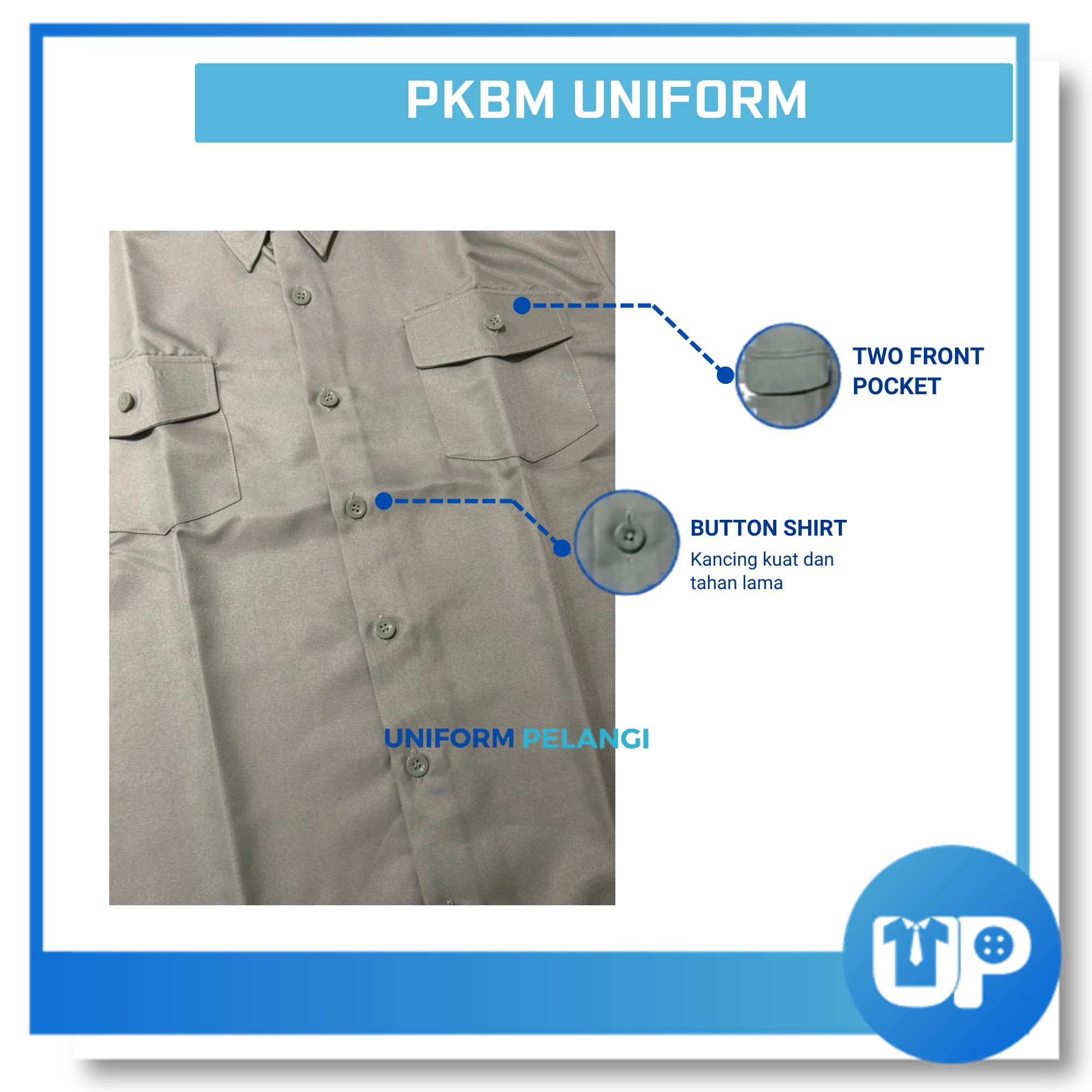 Uniform Kadet Bersatu PKBM Lengan Pendek Kemeja Pakaian Seragam Uniform Kokurikulum