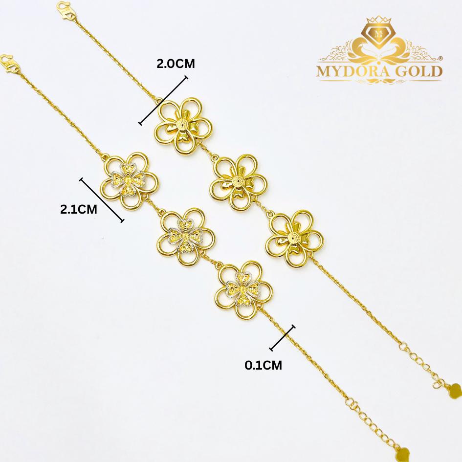 MYDORA Rantai Tangan Fesyen Daisy Lucky Leaf l EMAS 916/22K