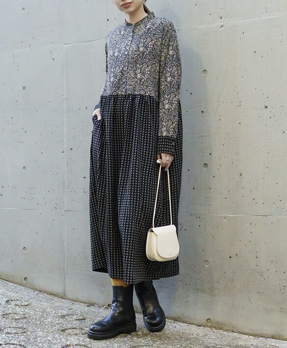 古典風搖曳印花連身裙 - 2026 流行穿搭  女士連身裙 春秋冬時尚穿搭 成人休閒 日常穿搭 易於配搭 日本直送   #JP-I-260009