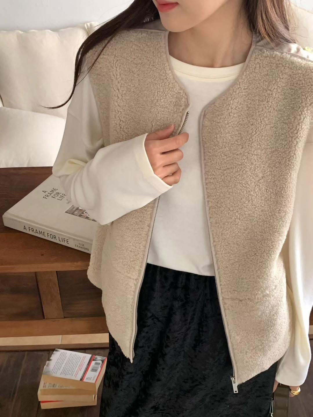 Goose down 拼羔毛羽絨背心