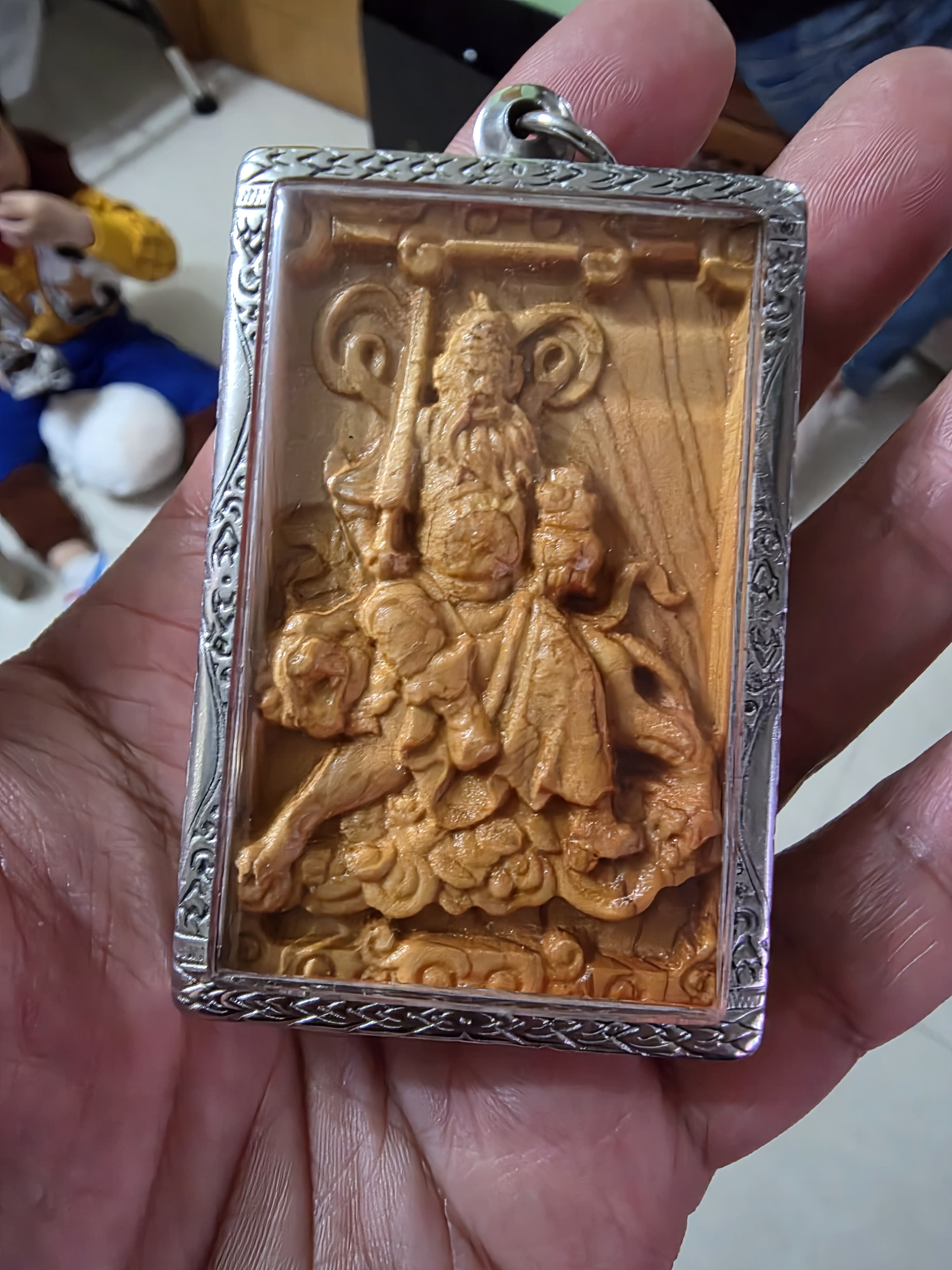 黃楊木趙公明武財神符牌