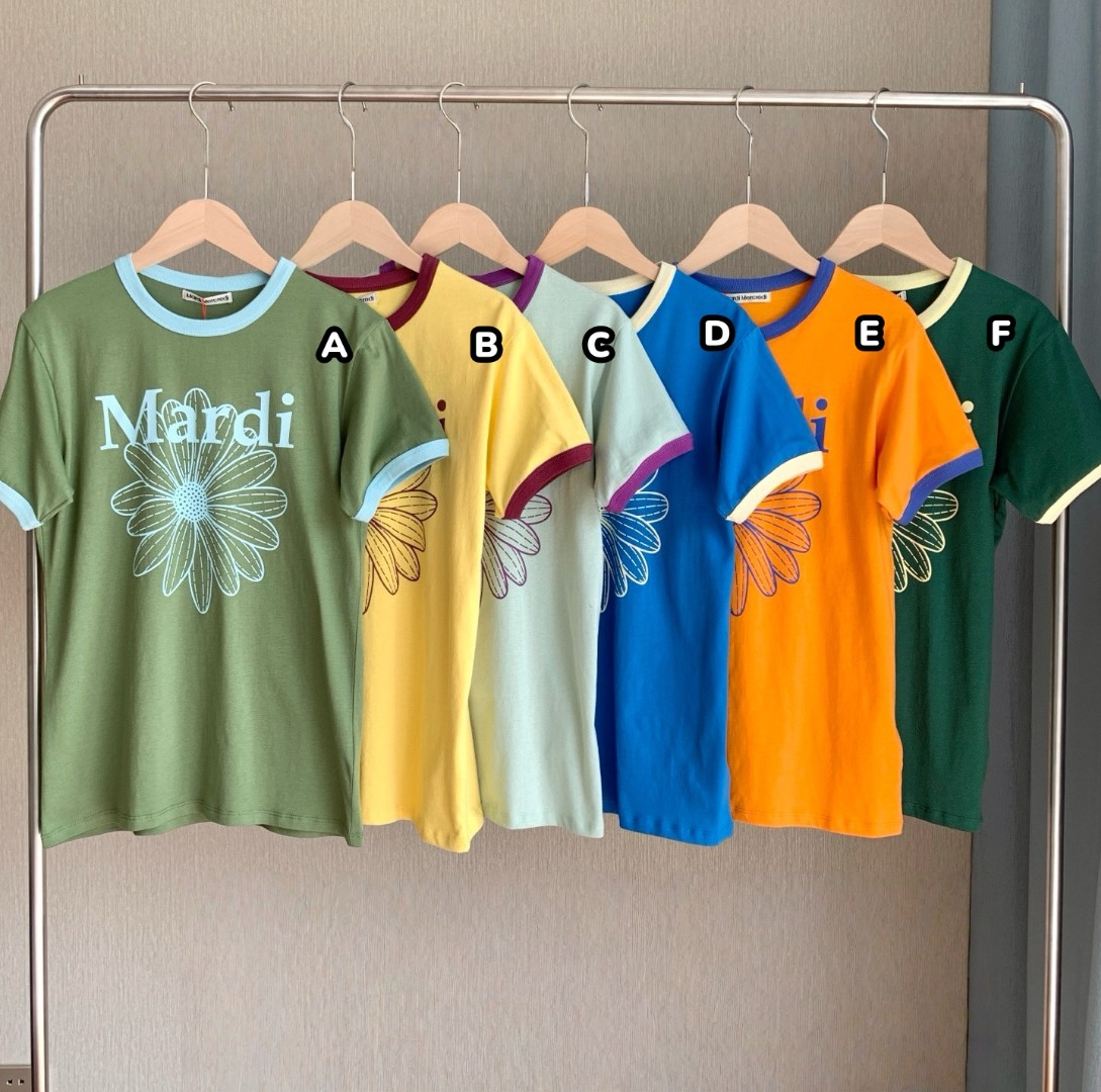 Mardi Mercredi 撞色螺紋雛菊印花短袖Tee 